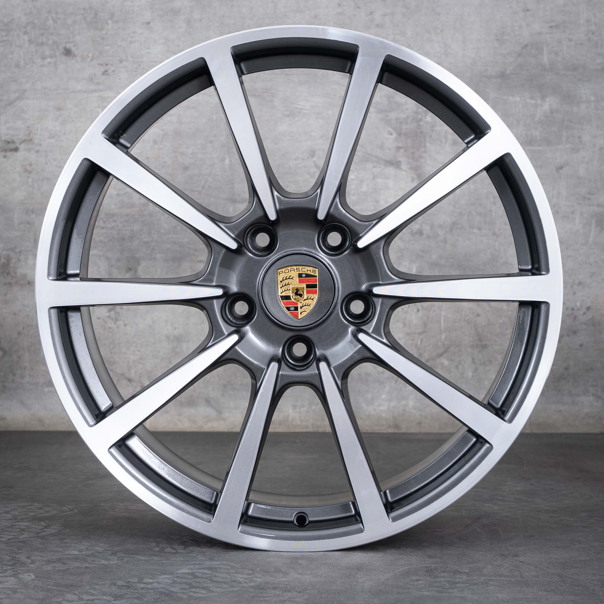 Original Porsche Boxster Cayman 981 Felgen 20 Zoll 718 Sommerräder 98136216014 98136216314 Carrera S III Rad titan glanzgedreht