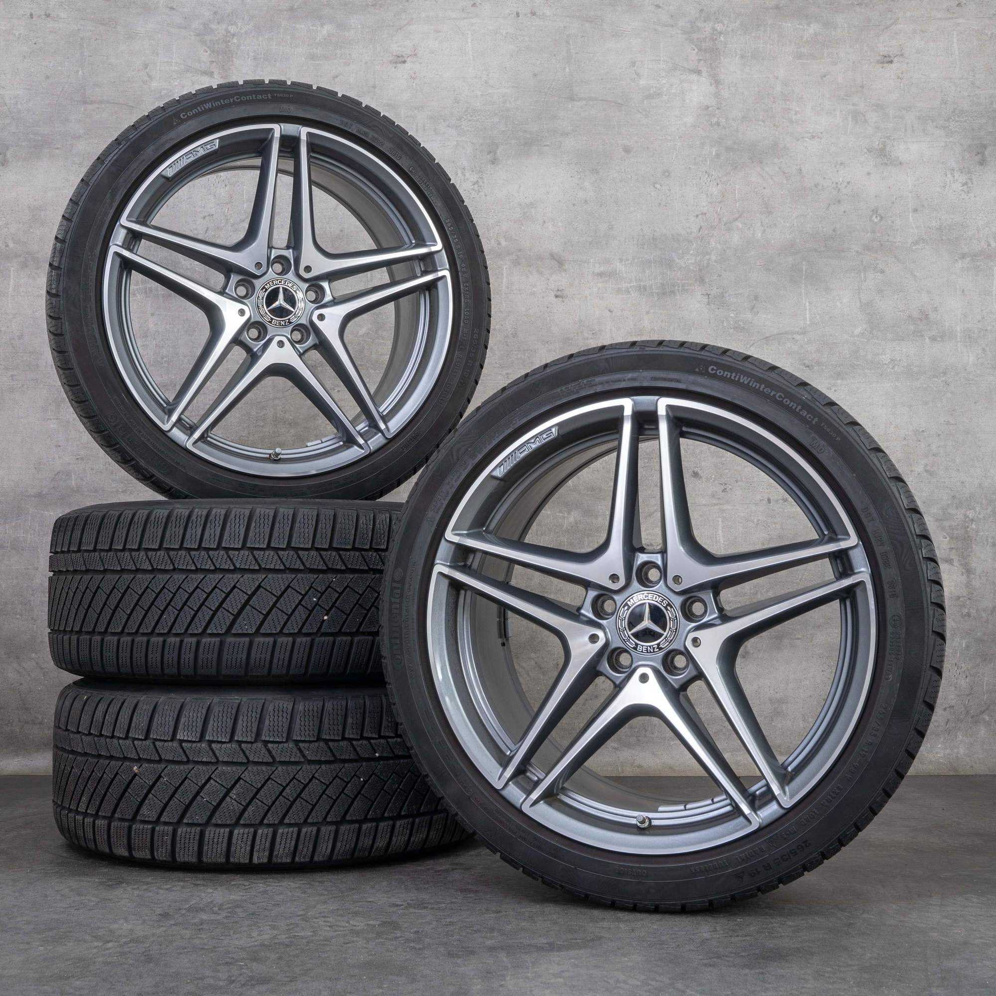 Originale Mercedes Benz C-Class C63 & S AMG Anvelope de iarnă 19 inch W205 S205 jante A2054011900 A2054012000 himalaya grey Lucios