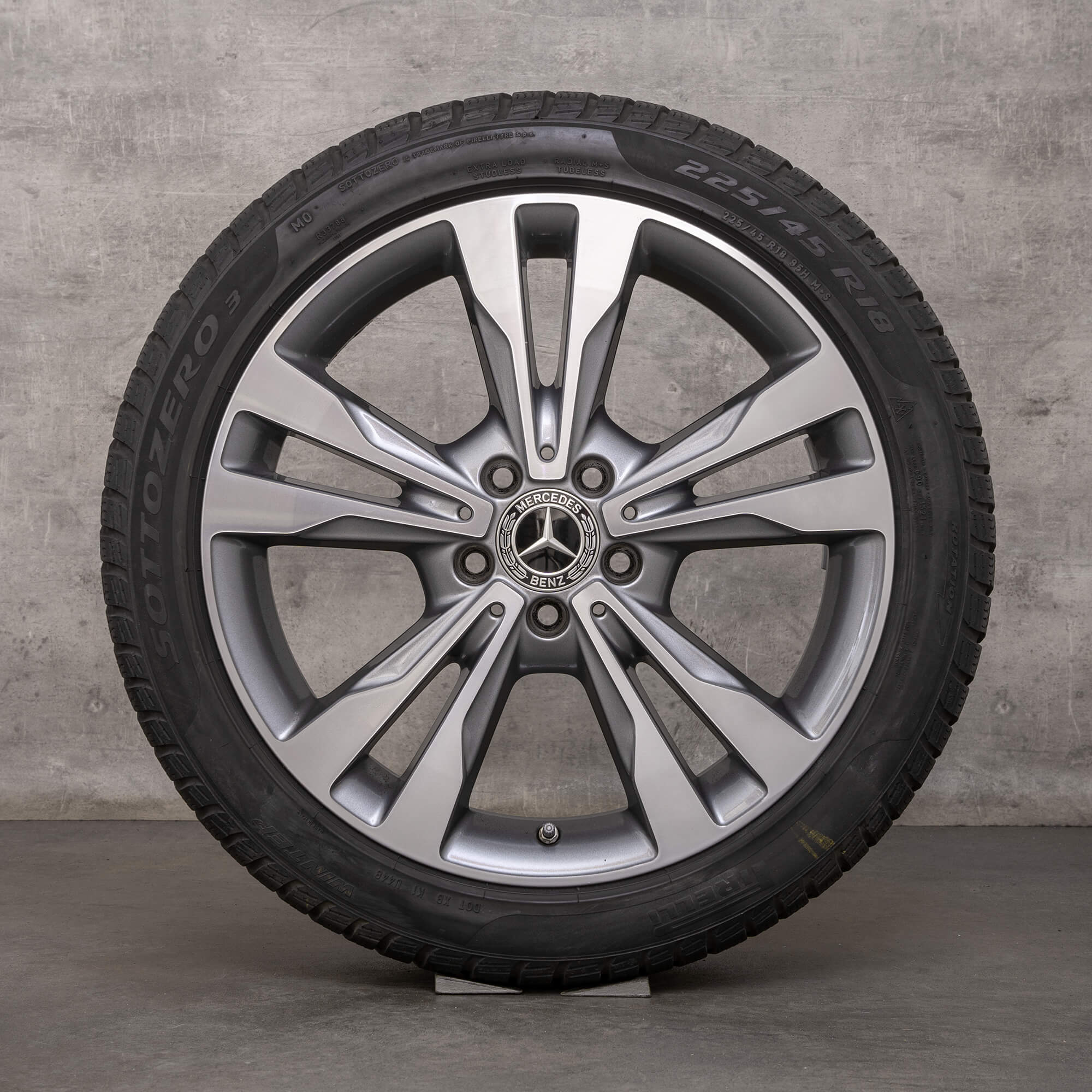 Jantes de inverno genuínas Mercedes Benz Classe C 18 polegadas W205 S205 C205 A205 jantes A2054012802 himalaia cinzento brilhante torneado