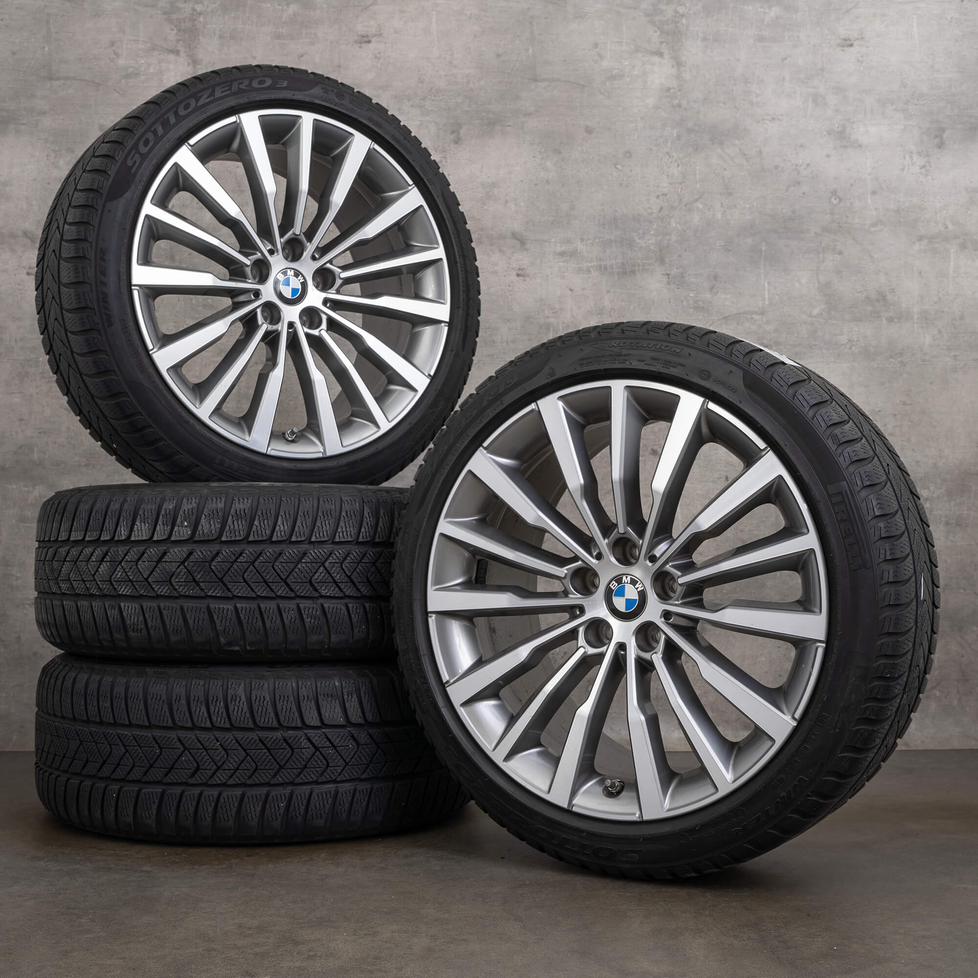 Cerchi invernali originali BMW Serie 8 cerchi da 19 pollici G14 G15 G16 styling 731 6884206 6884207 lucidatura anteriore grigio ferrico