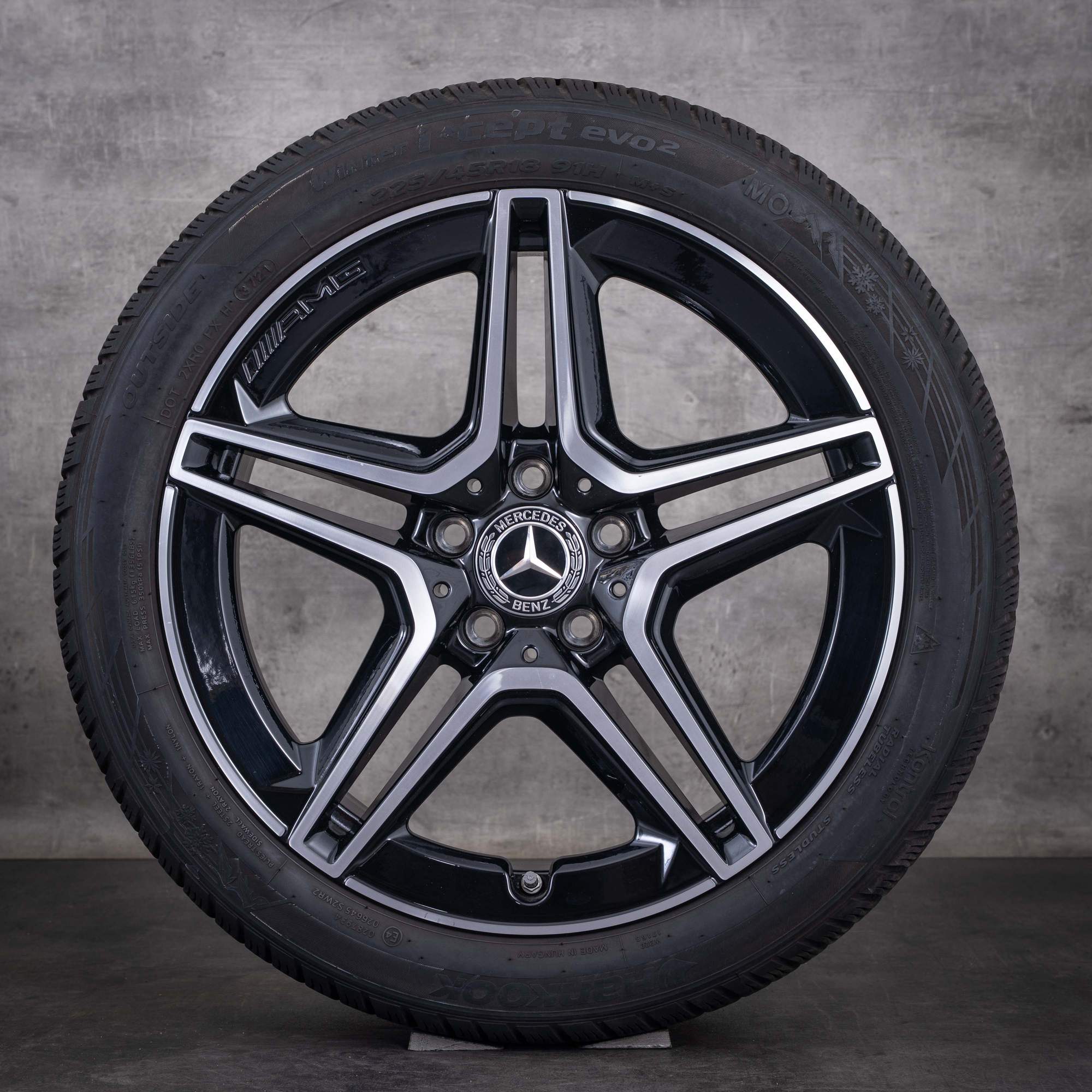 Oryginalne koła zimowe Mercedes-Benz klasy A B Klasse CLA AMG 18 cali W177 V177 W247 X118 C118 model A1774011500 czarne z efektem diamond cut