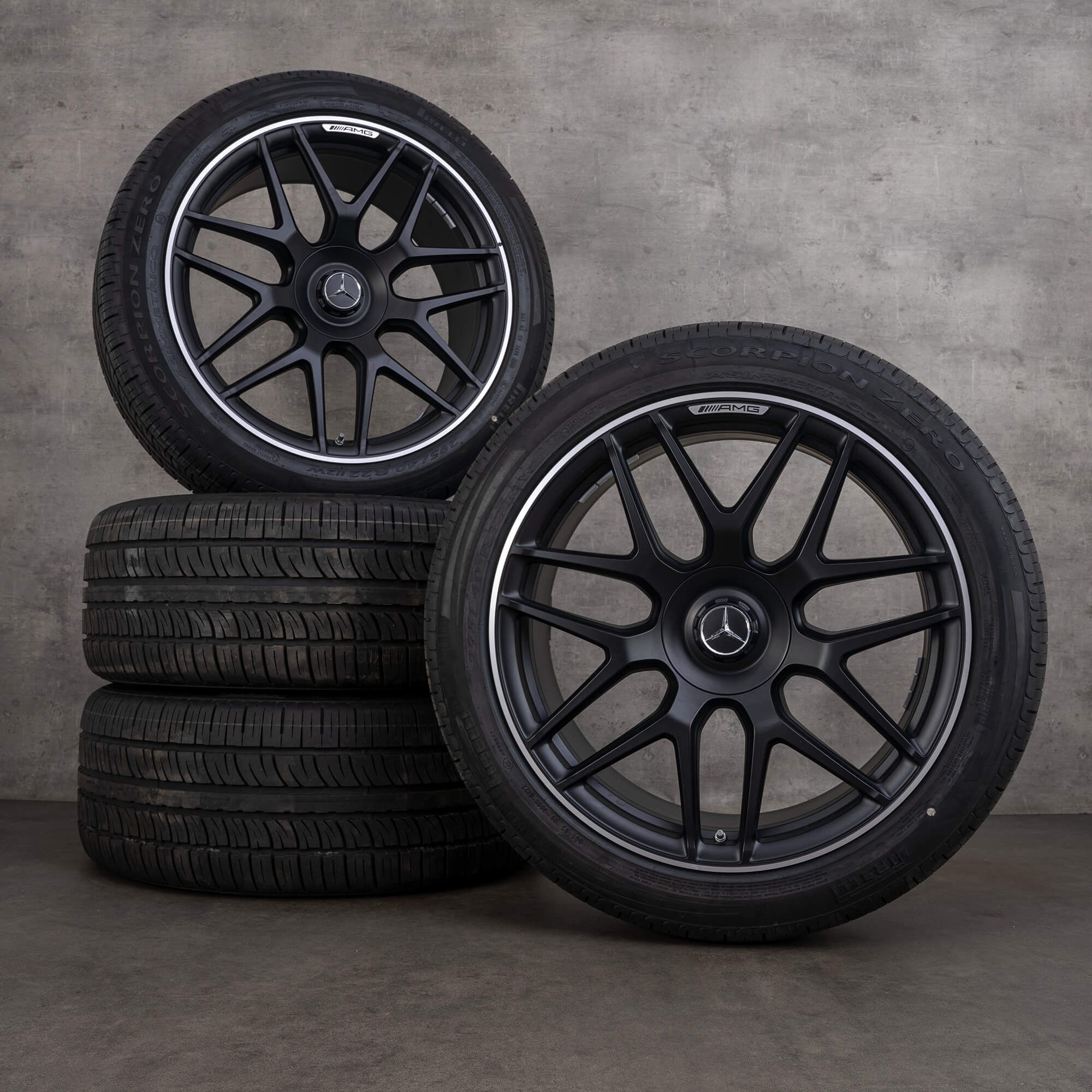 OEM Mercedes Benz G-Class G63 AMG rims 22 inch W465 W463A summer wheels A4634012000 black matt polisched NEW