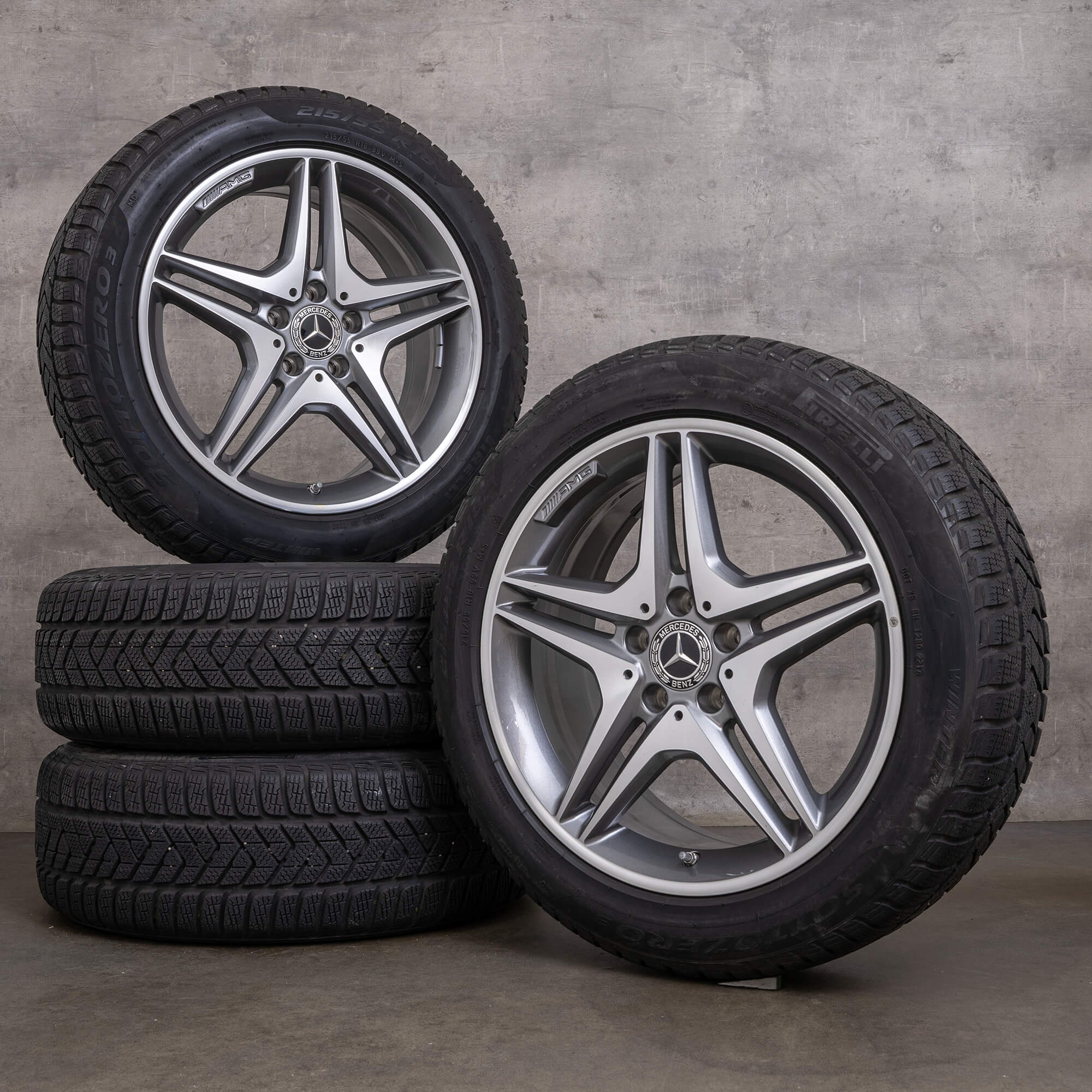 Alkuperäiset Mercedes Benz GLA 45 AMG talvirenkaat 18 tuuman X156 vanteet A1764010100 himalajanharmaa kiillotettu