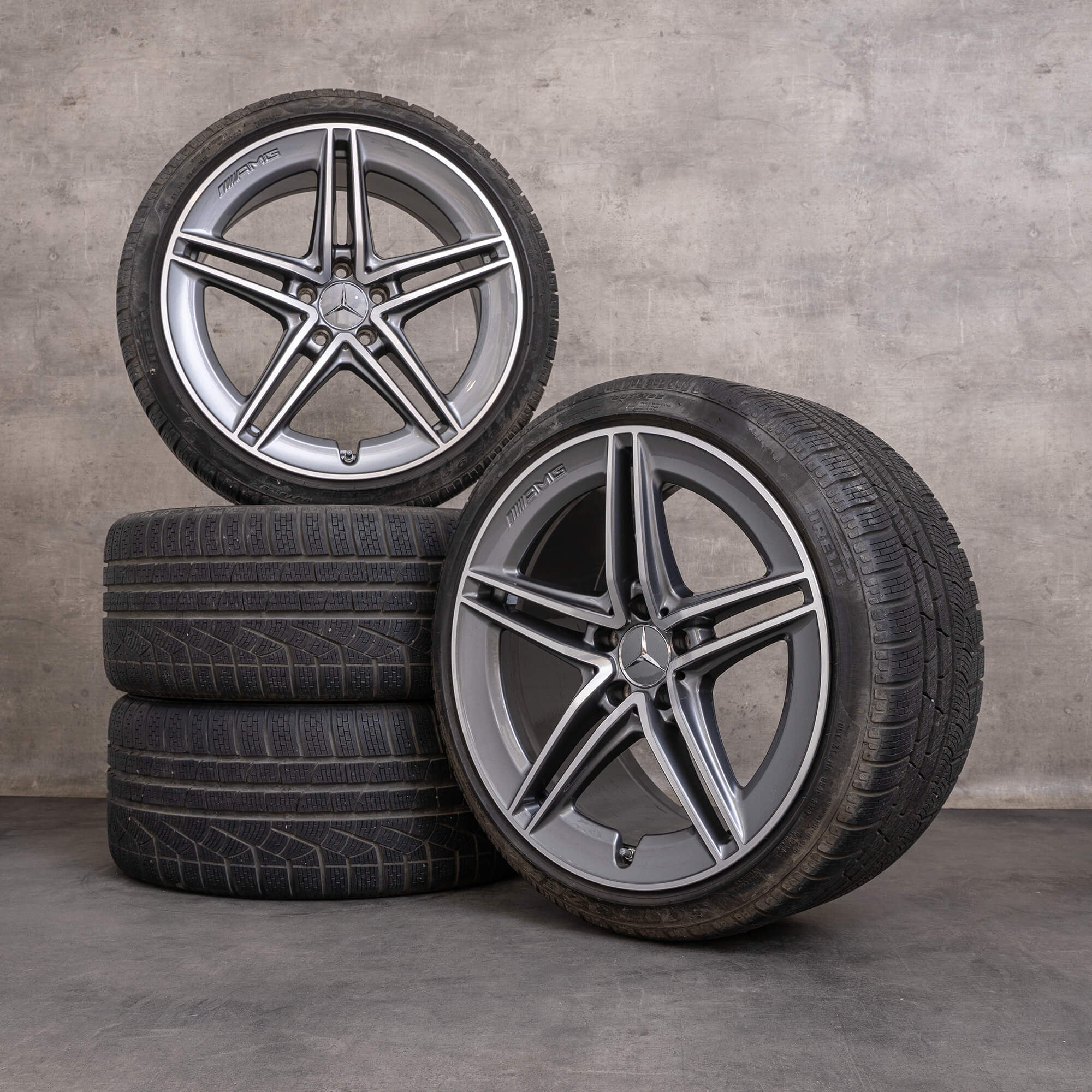 Genuine Mercedes Benz C-Class C63 & S AMG jante de iarnă 19 inch C205 A205 A2054012001 A2054012101 himalaya grey gloss turned