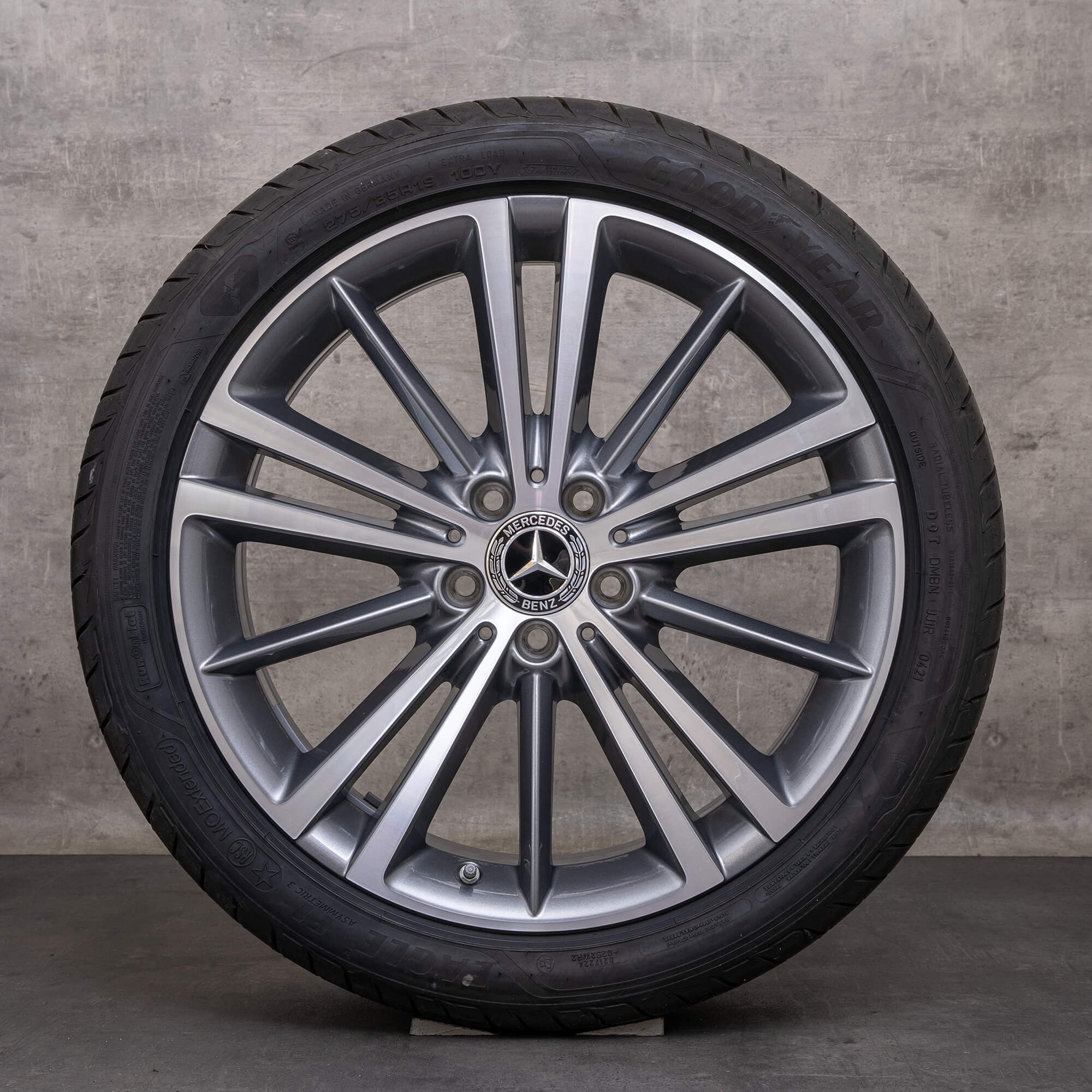 Orijinal Mercedes Benz CLS AMG jantlar 19 inç C257 Sommerrder A2574010300 A2574010400 himalaya gri parlak tornalanmış