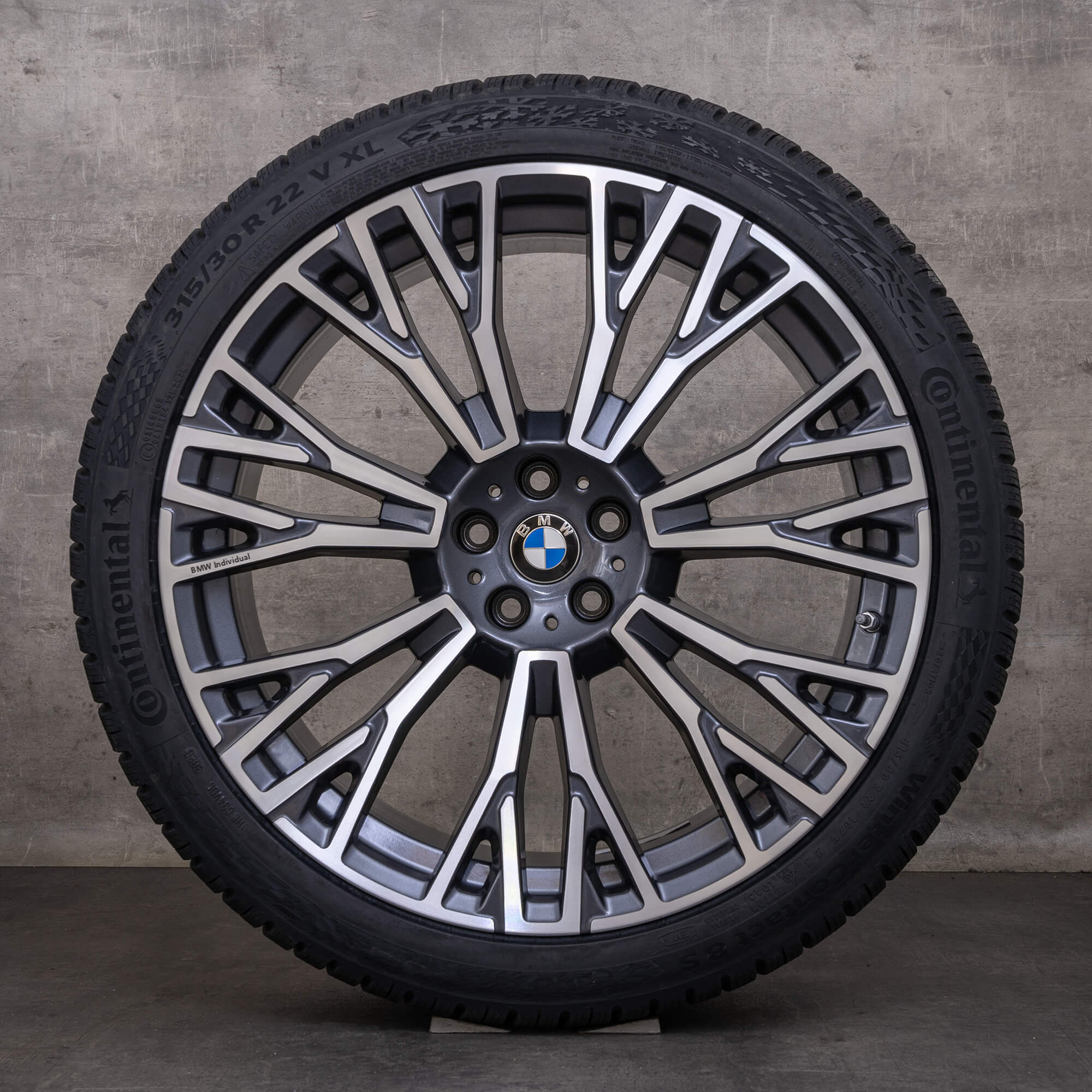 Jantes e pneus inverno originais BMW X5 X6 22 polegadas G05 G06 jantes 6883763 6883764 Styling 745i orbit grey glossy turned NEW