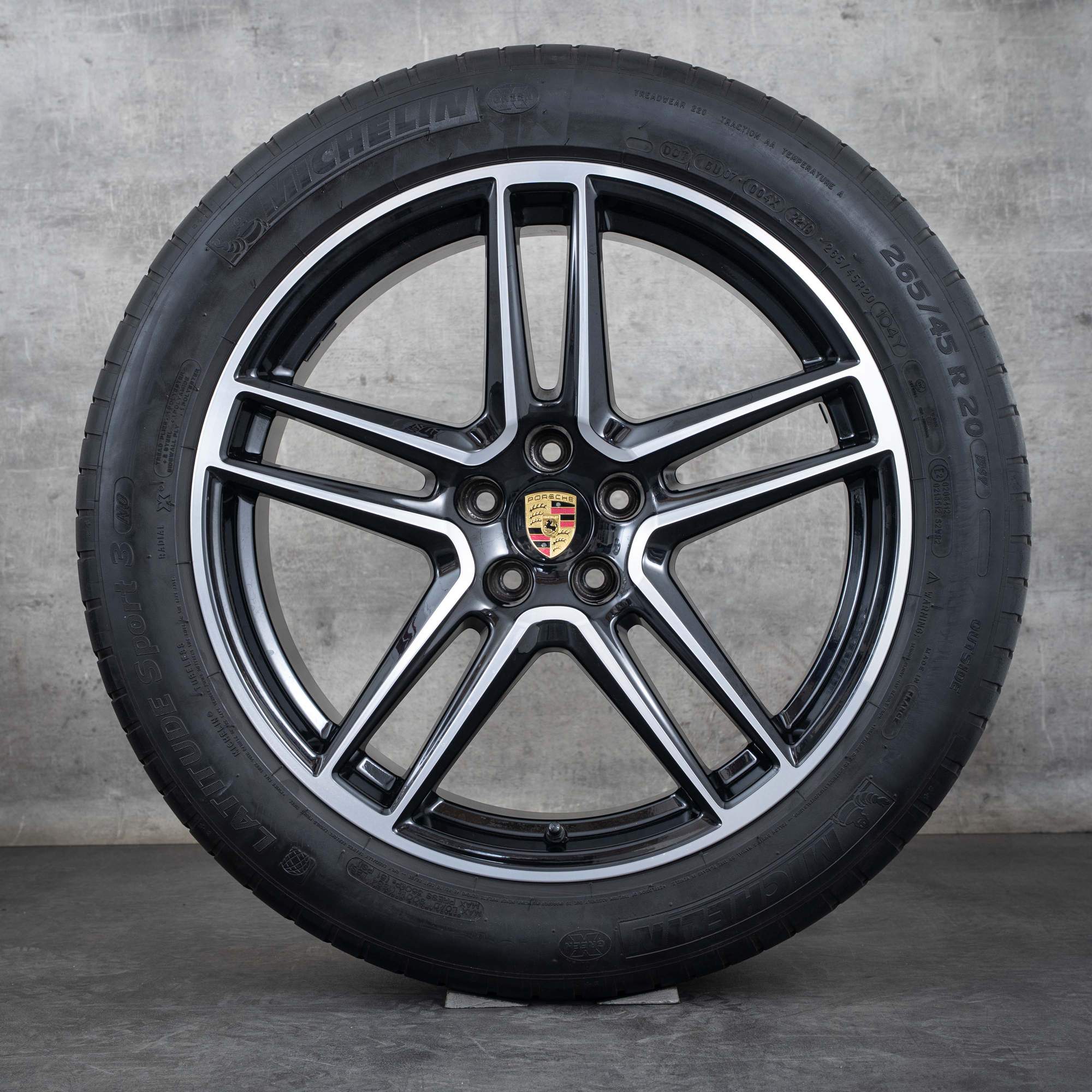 Jantes originais Porsche Macan II de verão 20 polegadas 95B601025DJ 95B601025DK preto polido