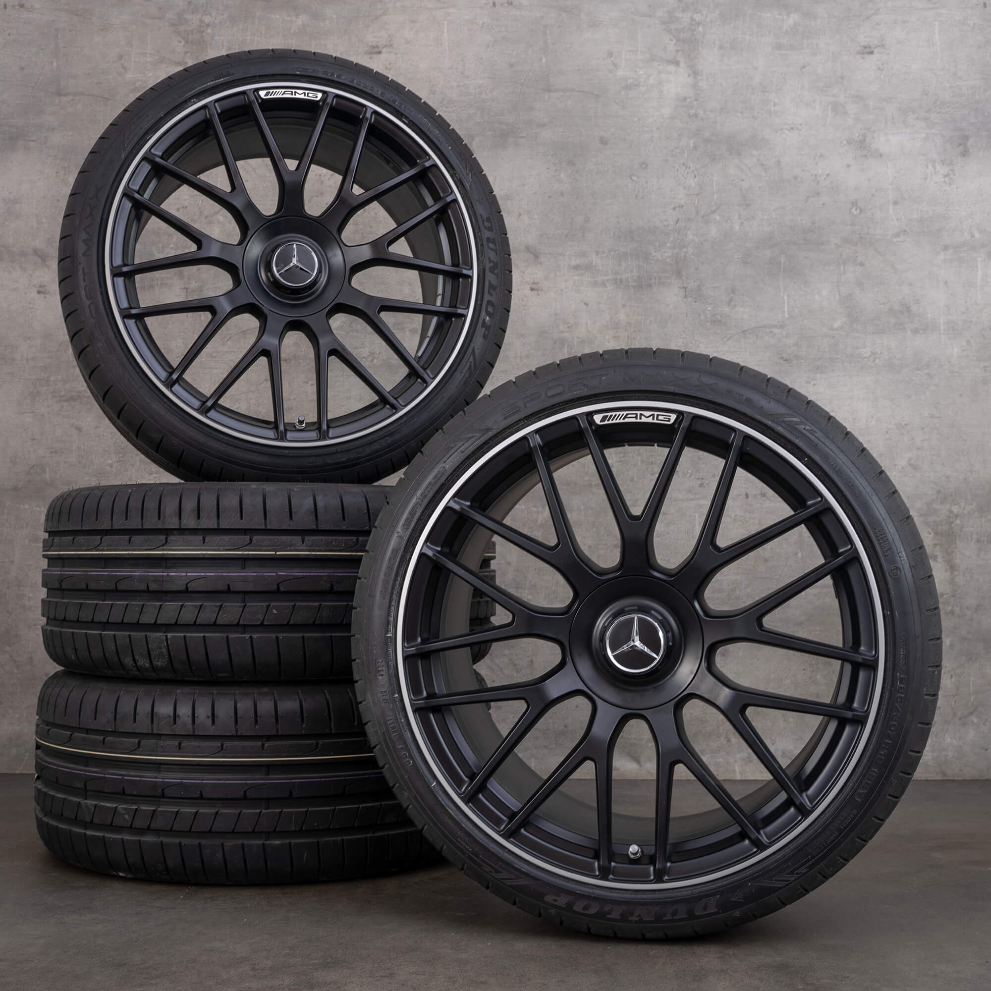 Original AMG Mercedes Benz C63 & S Felgen 19 Zoll C205 A205 Sommerräder A2054015900 A2054016000 schwarz matt