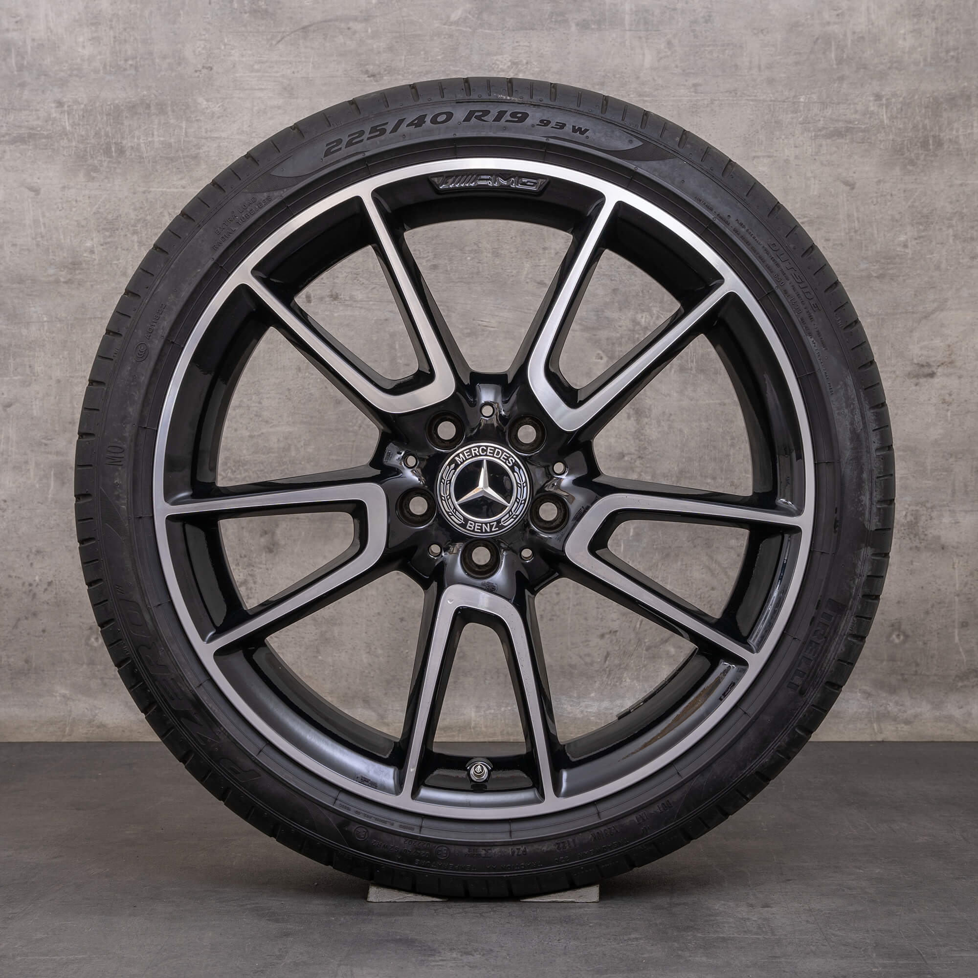 Originale Mercedes Benz C-Klasse C43 AMG fælge 19 tommer W205 S205 C205 A205 sommerhjul A2054014900 A2054016500 sort blank drejet