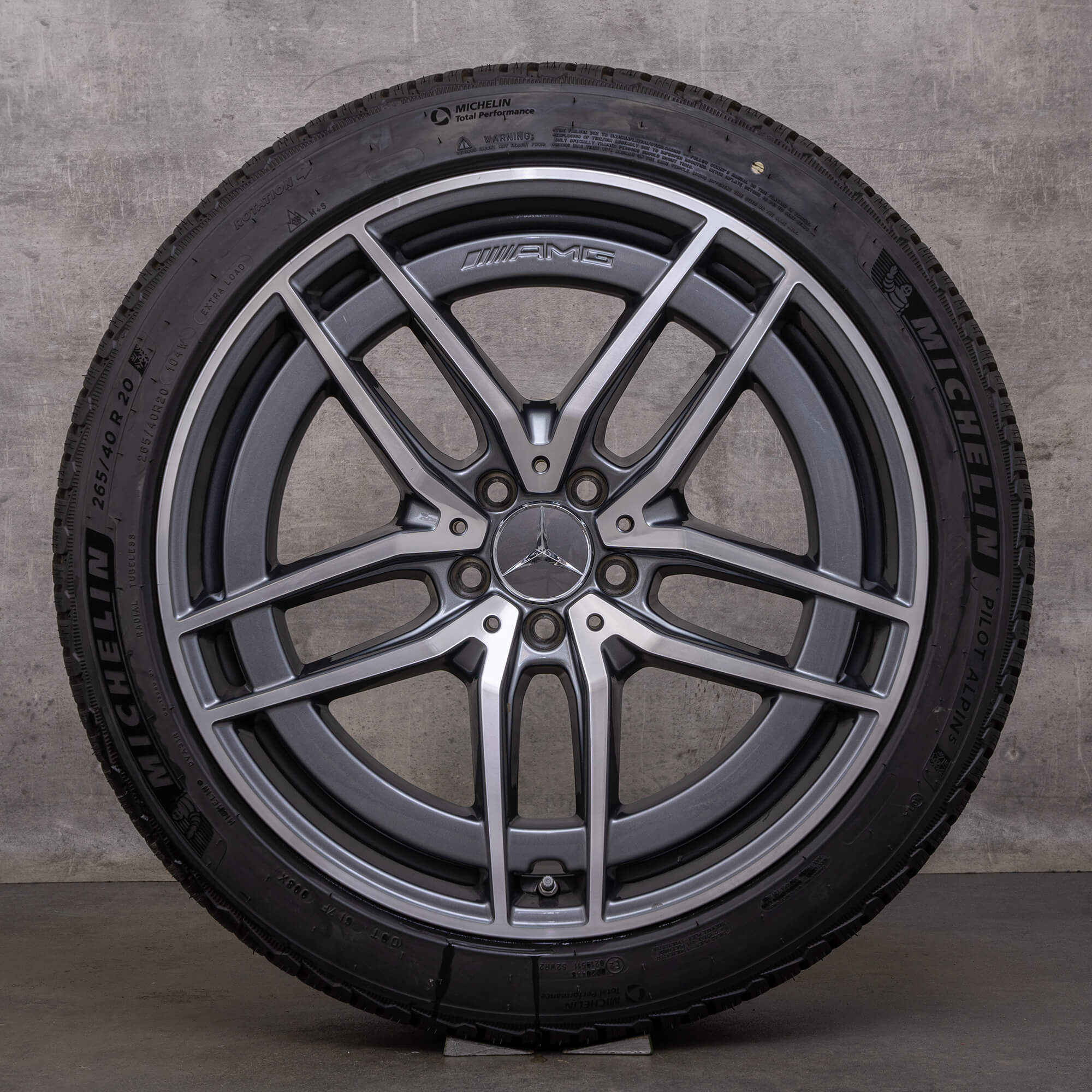 Originale AMG Mercedes Benz SL 43 55 63 vinterhjul 20-tommers R232 felger A2324012100 A2324012200 himalaya grå blank snudd
