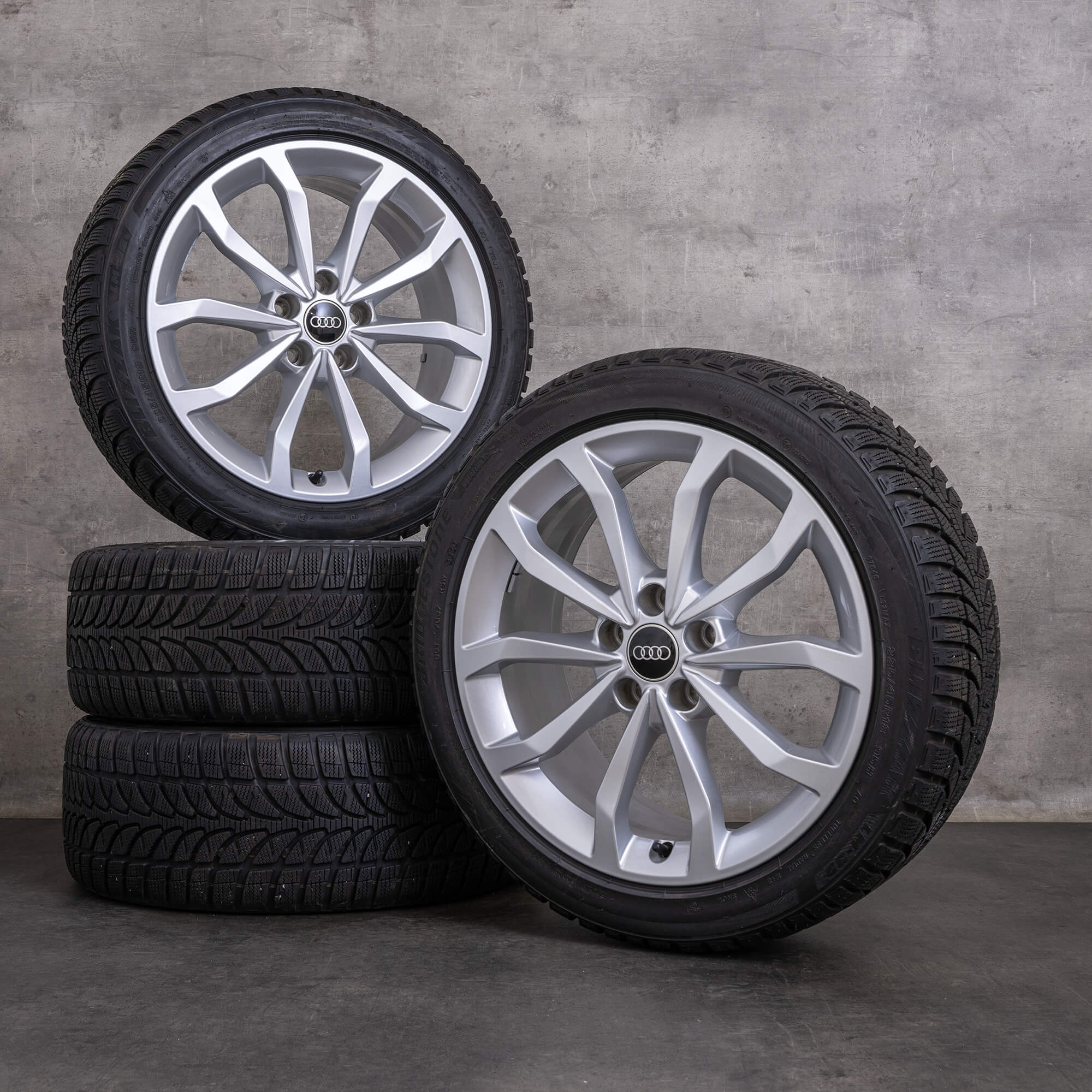 OEM Audi A4 S4 snow tire packages 18 inch B9 8W rims 8W0601025ED silver glossy
