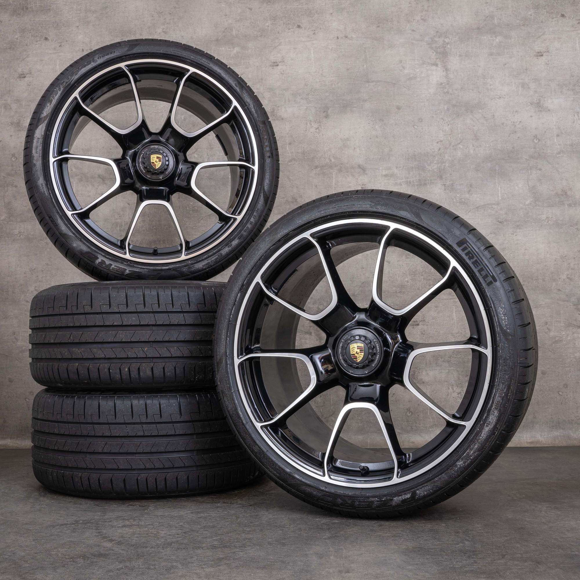 Originele Porsche 992 I velgen 20 21 inch Turbo S zomerwielen 992601025AF 992601025AG zwart gepolijst
