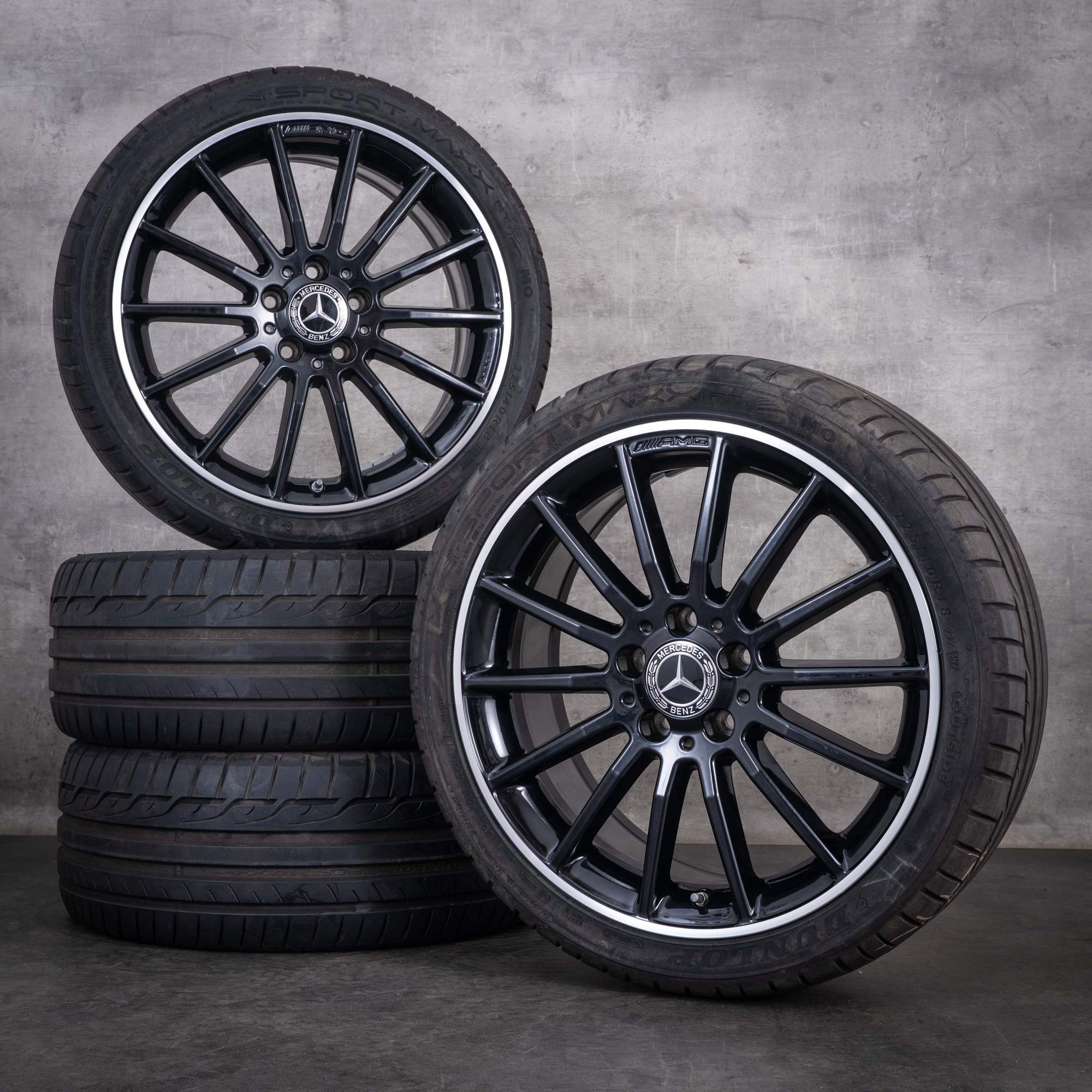 Original Mercedes Benz A B Klasse CLA AMG Felgen 18 Zoll W176 W246 C117 X117 Sommerräder A1764010200 himalaya grey glanzgedreht