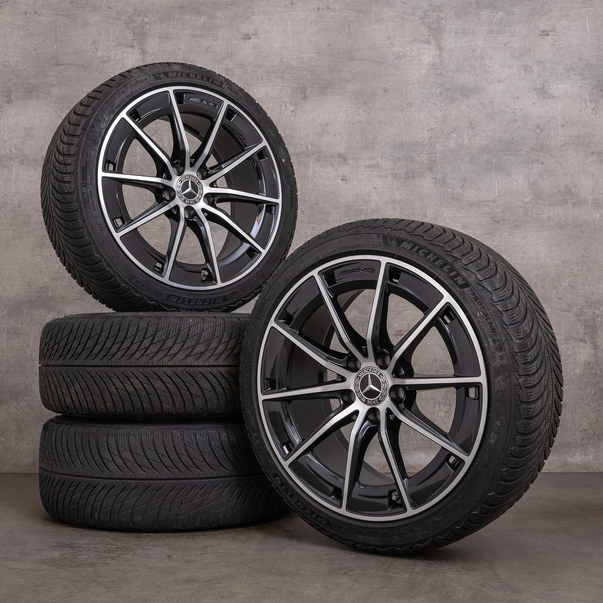 Original Mercedes Benz Classe A A35 AMG 4Matic Jantes 19 pouces W177 V177 Roues d'hiver A1774014300 noir brillant