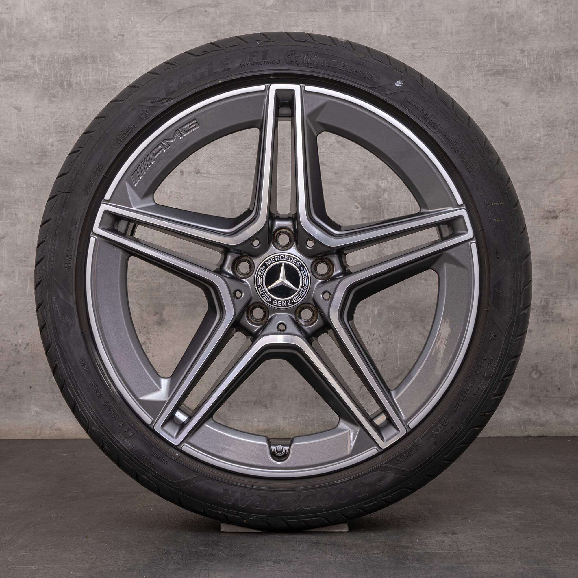 Orijinal Mercedes Benz AMG CLS jantlar 19 inç W257 C257 yaz jant lastik A2574011500 A2574011600 himalaya gri parlak tornalanmış