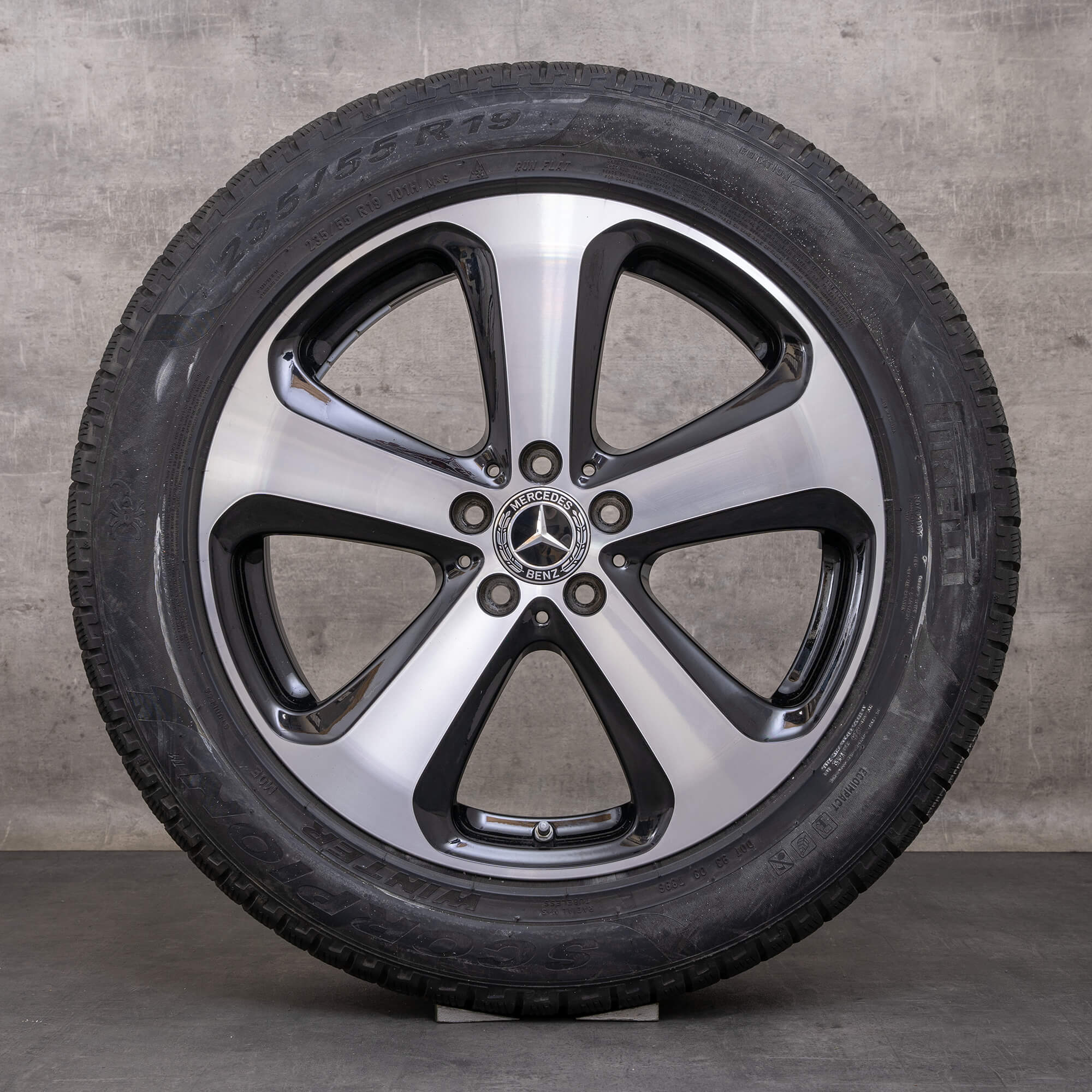 Orijinal Mercedes Benz GLC & 43 AMG Winterrder 19 inç X253 C253 jantlar A2534011000 siyah parlak tornalanmış