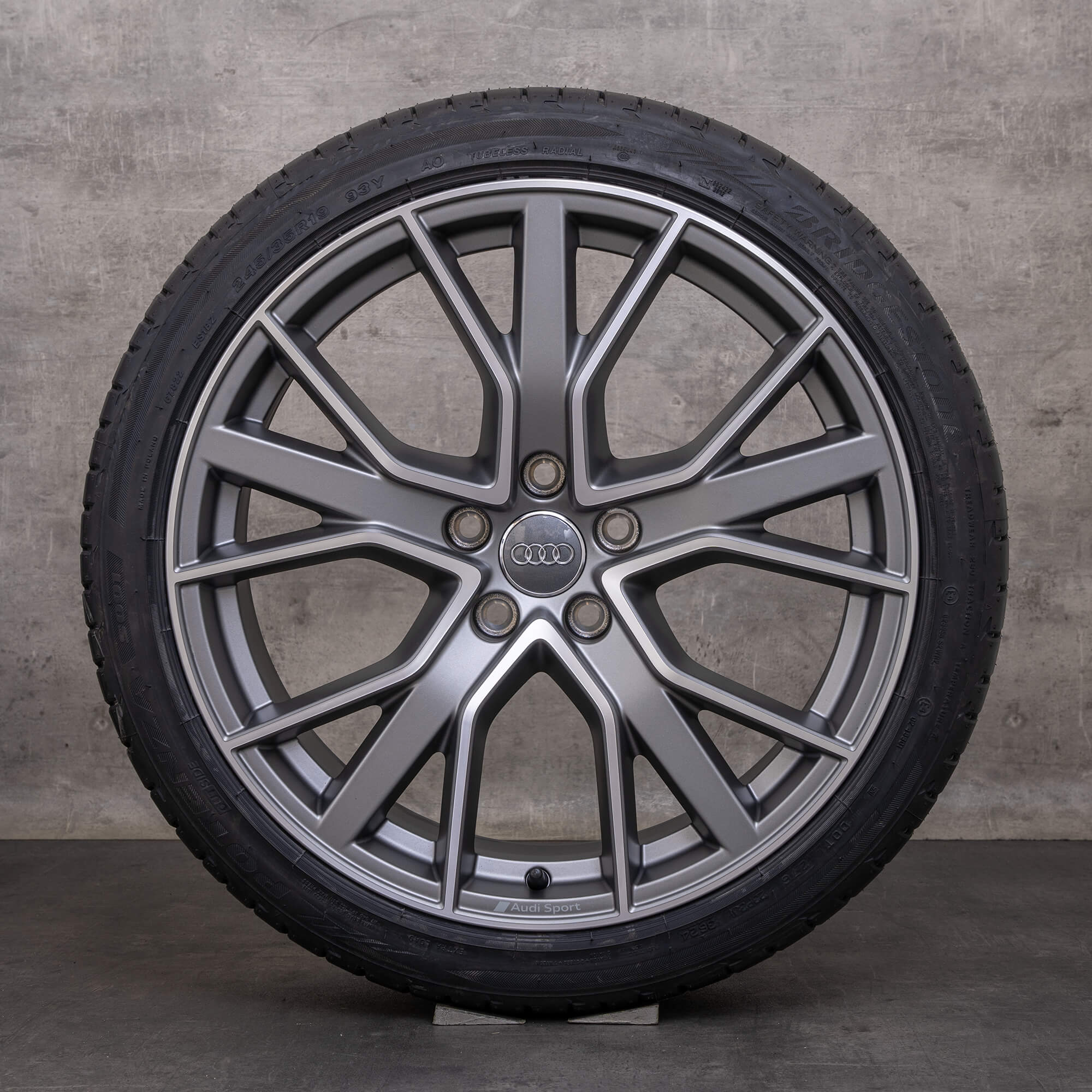 OEM Audi A4 S4 rims 19 inch 8W B9 summer wheels 8W0601025DH anthracite matt glossy finish