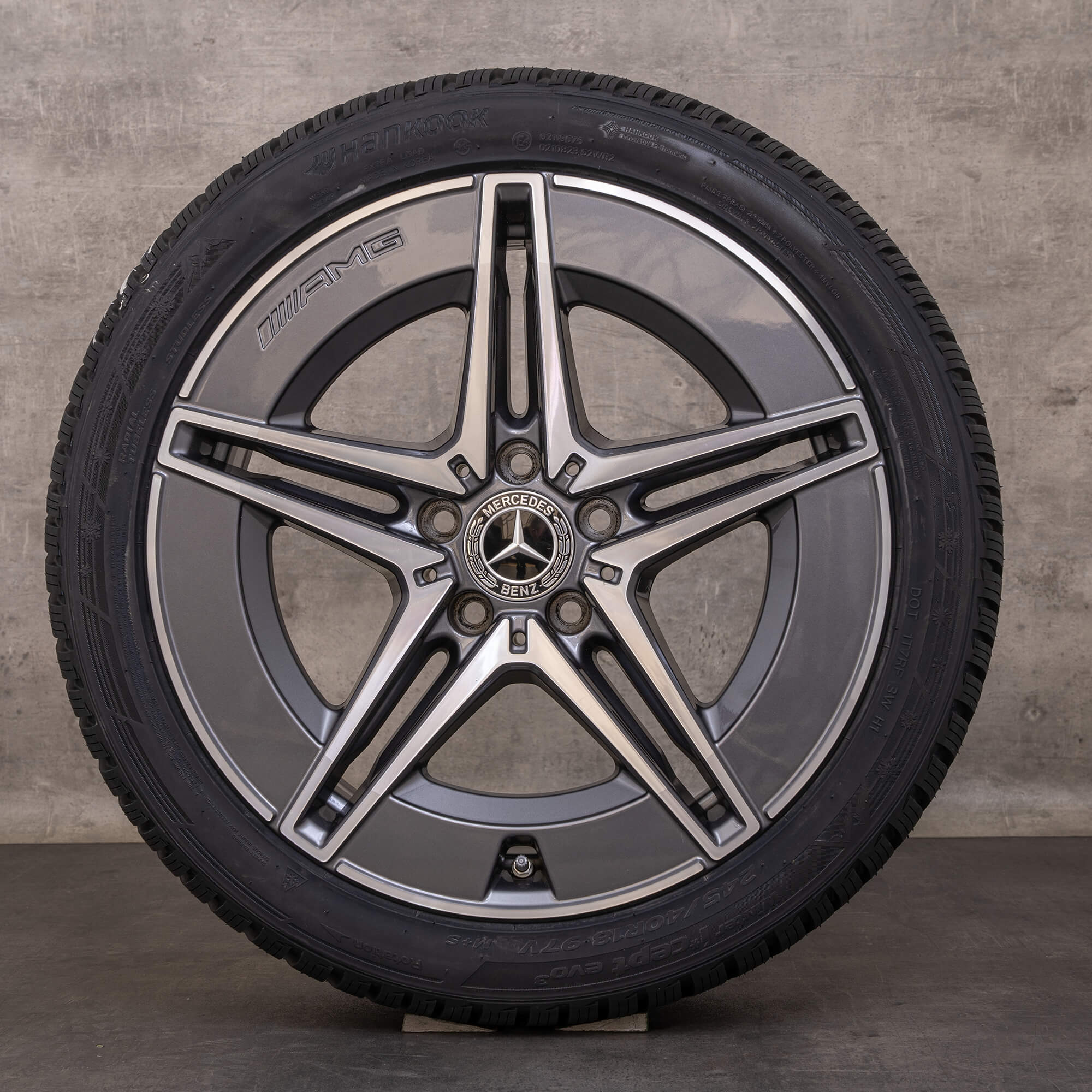 Original Mercedes Benz C-Klasse AMG Winterräder 18 Zoll W206 S206 Felgen A2064011700 A2064011800 himalaya grey glanzgedreht