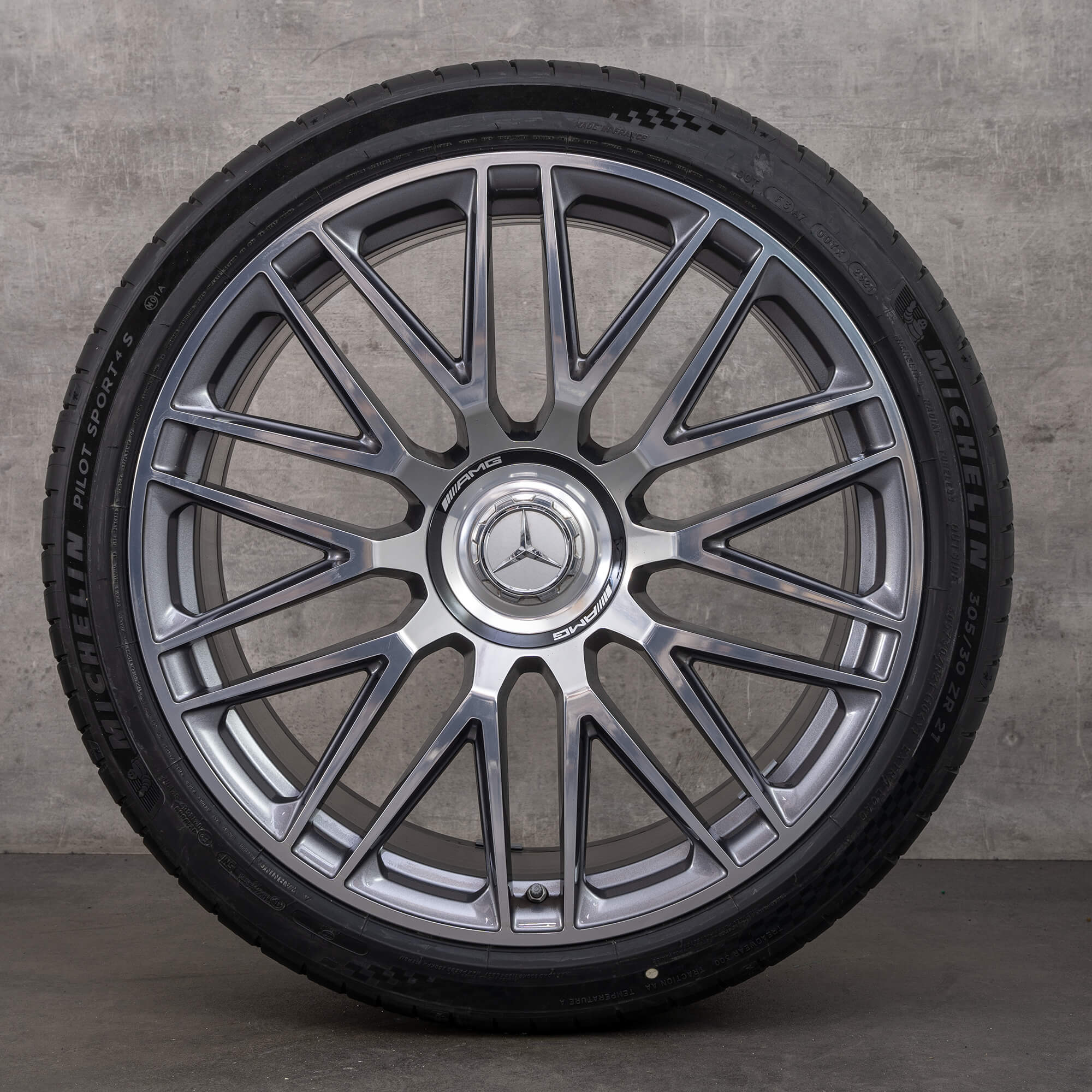 Oryginalne koła zimowe Mercedes-Benz SL AMG 21 cali felgi R232 nr kat. A2324012900 A2324013000 himalaya grey diamond cut NOWE