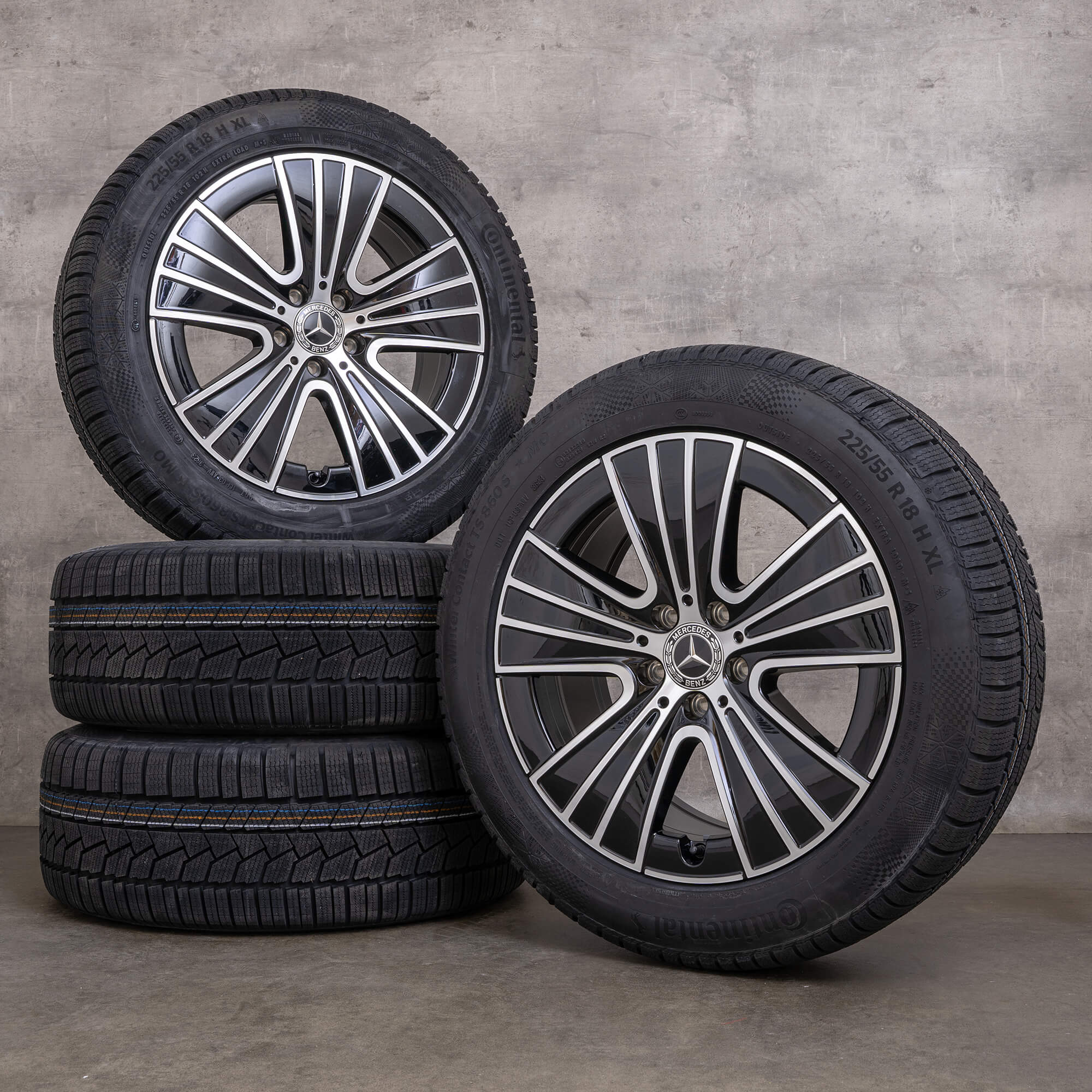 Originele Mercedes E-Klasse winterwielen 18 inch W214 S214 velgen A2144012800 zwart glanzend gedraaid NIEUW