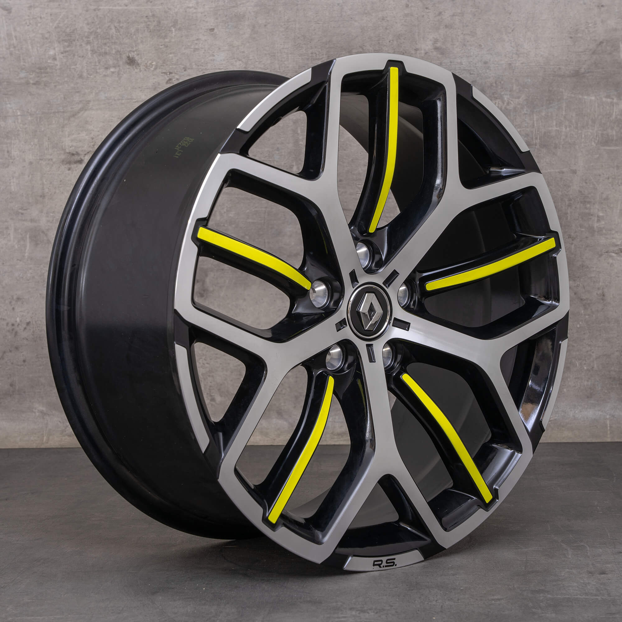 Llanta de aleación para Renault Megane IV 19 pulgadas 8,5 ET 54 403009975R negro-amarillo pulido
