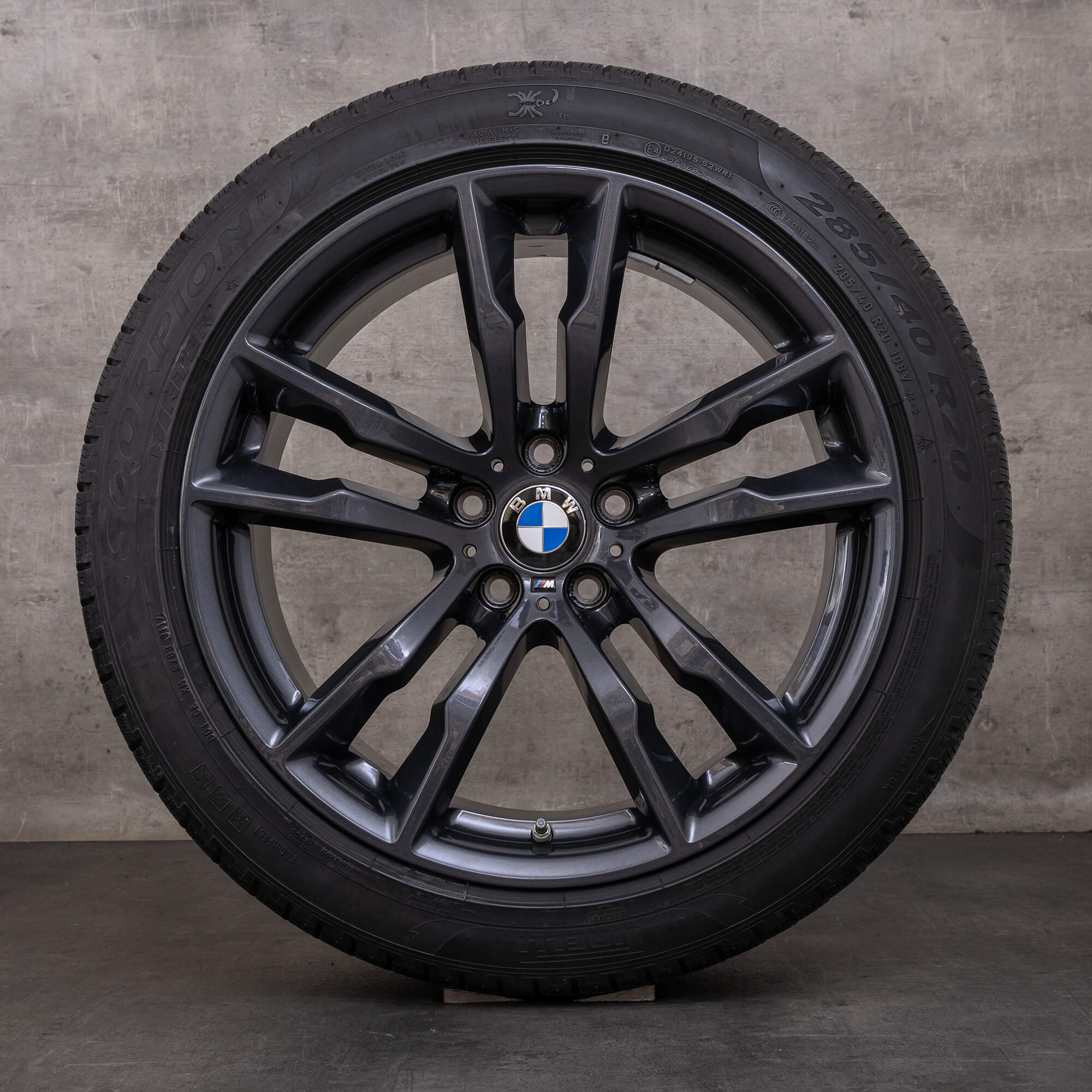 Jantes e pneus inverno originais BMW X5M X6M 20 polegadas F85 F86 jantes estilo 611 M 2284654 2284655 orbit grey gloss