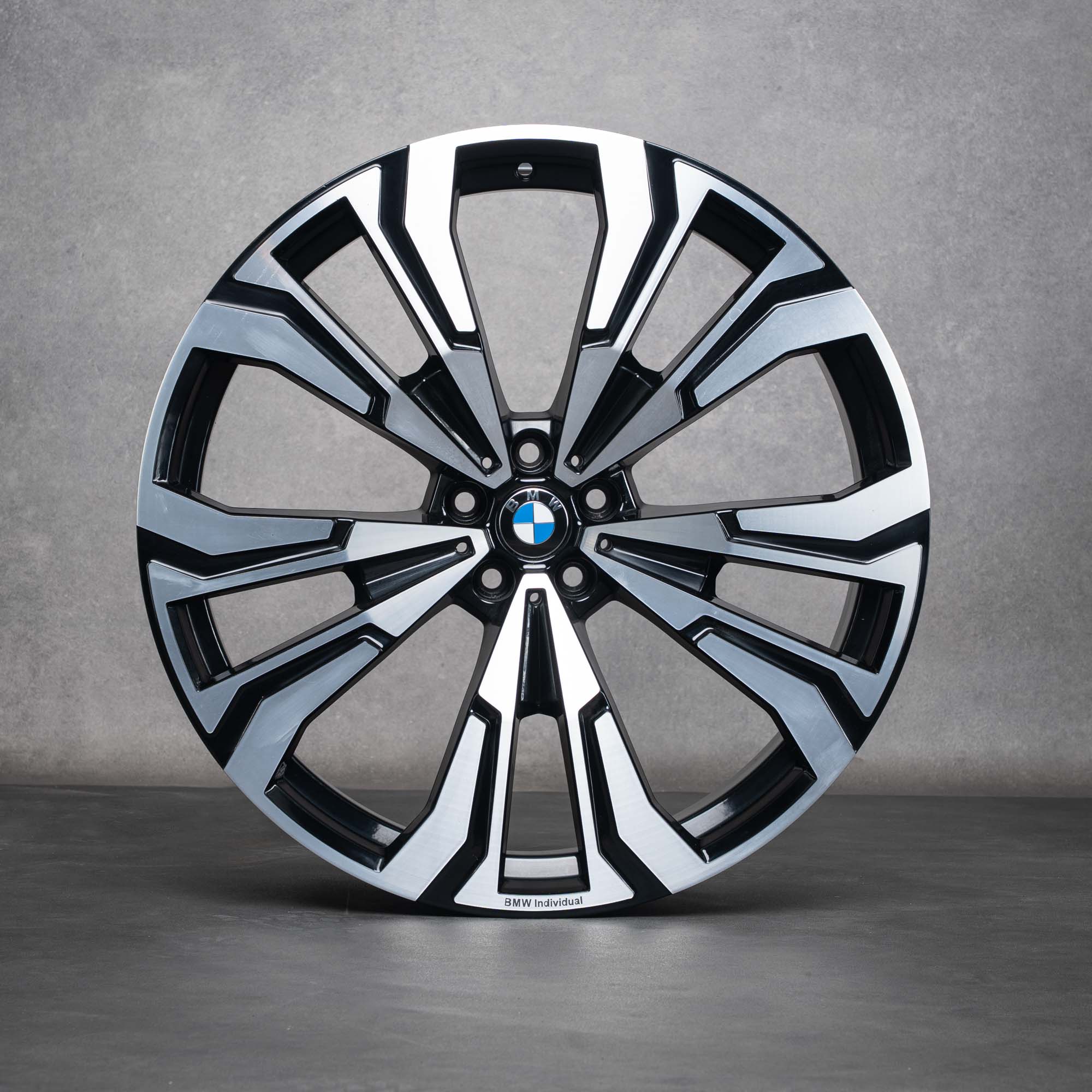 Originale BMW X7 felger 23 tommers G07 Styling 914 Individual 7916264 7916269 jet svart frontpolert