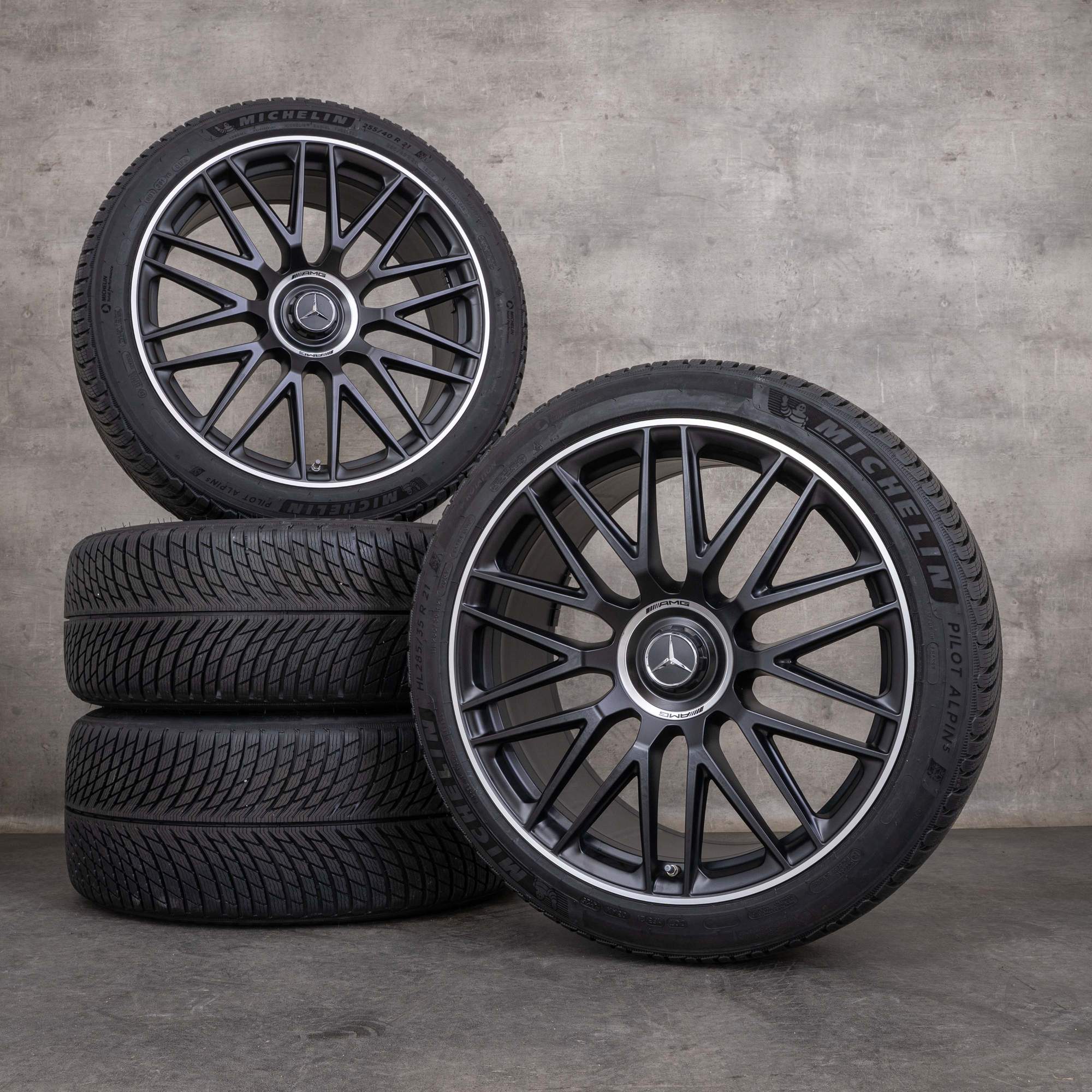Original Mercedes Benz S-Klasse S 63 AMG E Performance Winterräder 21 Zoll V223 Felgen A2234012300 A2234012400 schwarz matt glanzgedreht
