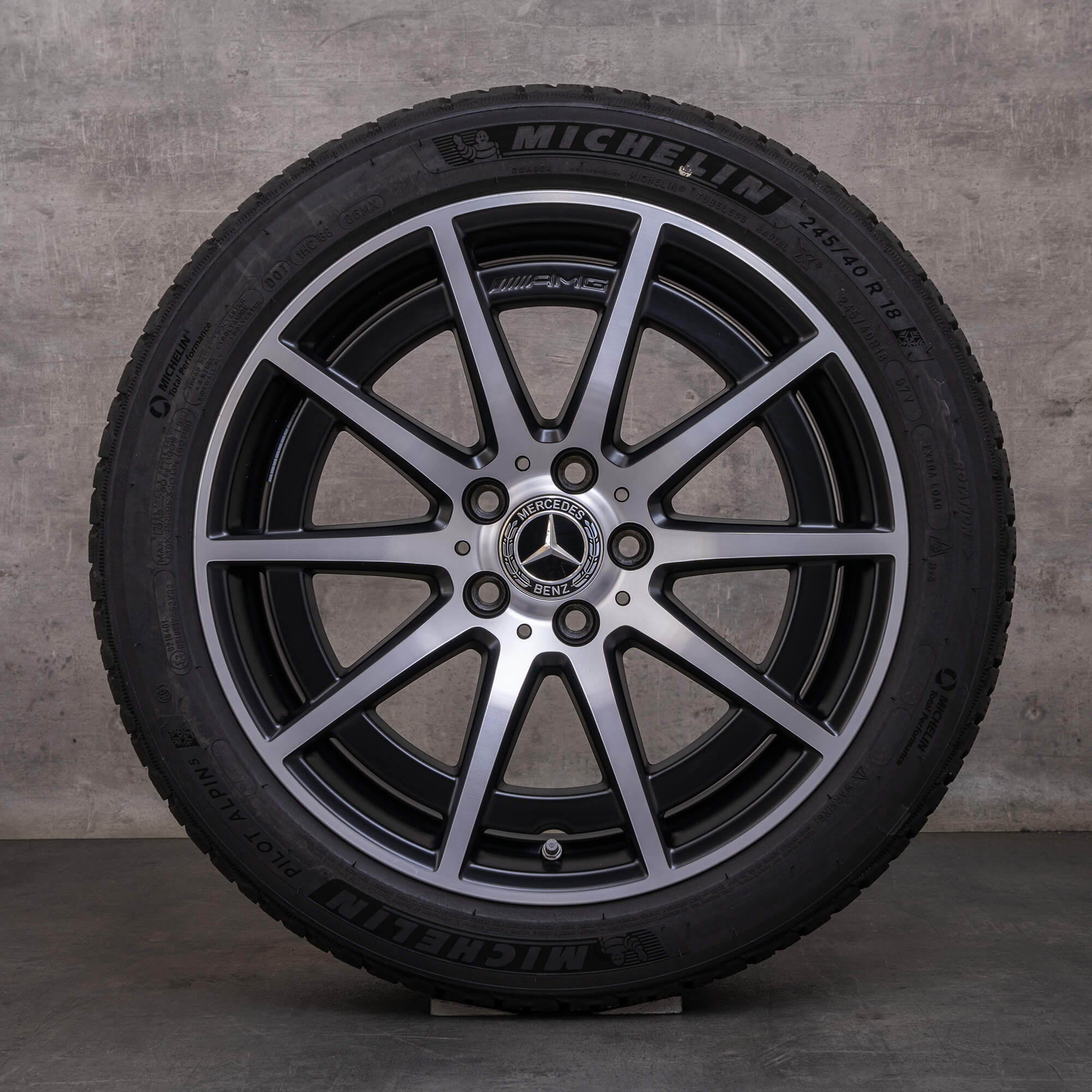 Orijinal Mercedes Benz A-Serisi A45 CLA 45 AMG kış jant lastik 18 inç W177 V177 C118 X118 jantlar A1774012100 siyah mat yüksek parlaklıkta tornalanmış