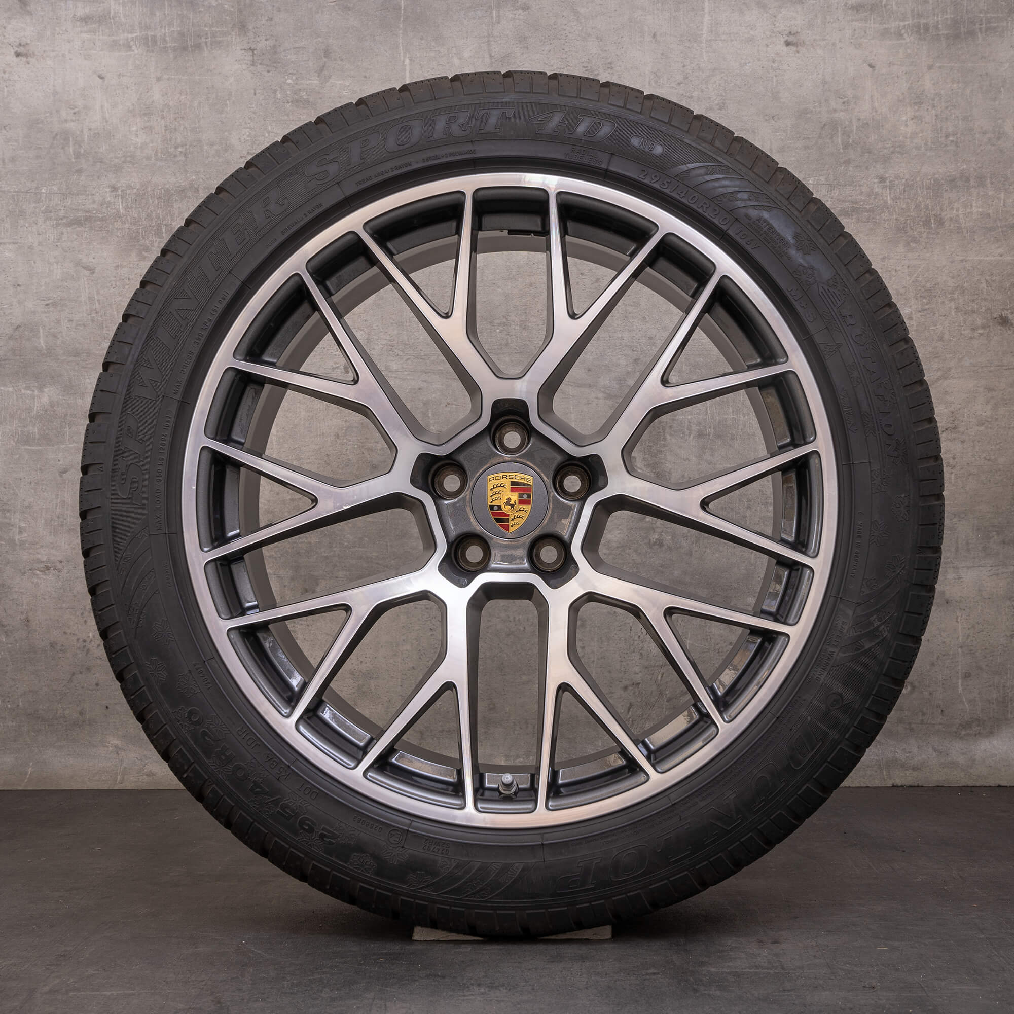 Anvelope de iarnă originale Porsche Macan 20 inch I & II jante RS Spyder 95B601025DS 95B601025DT titan Lucios