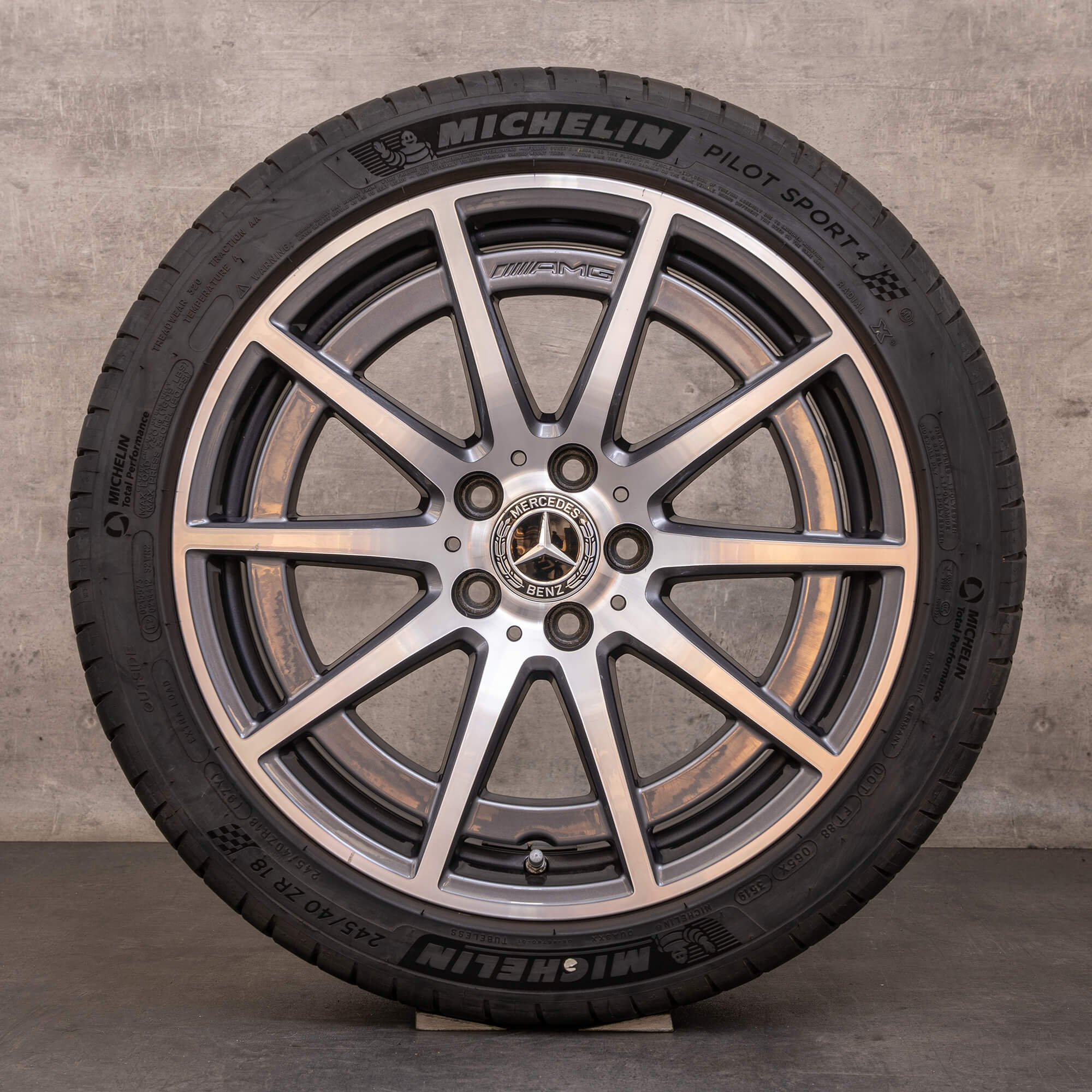 Orijinal Mercedes Benz A-Serisi A 45 CLA AMG kış jant lastik 18 inç W177 V177 C118 X118 jantlar A1774012100 himalaya gri parlak tornalı