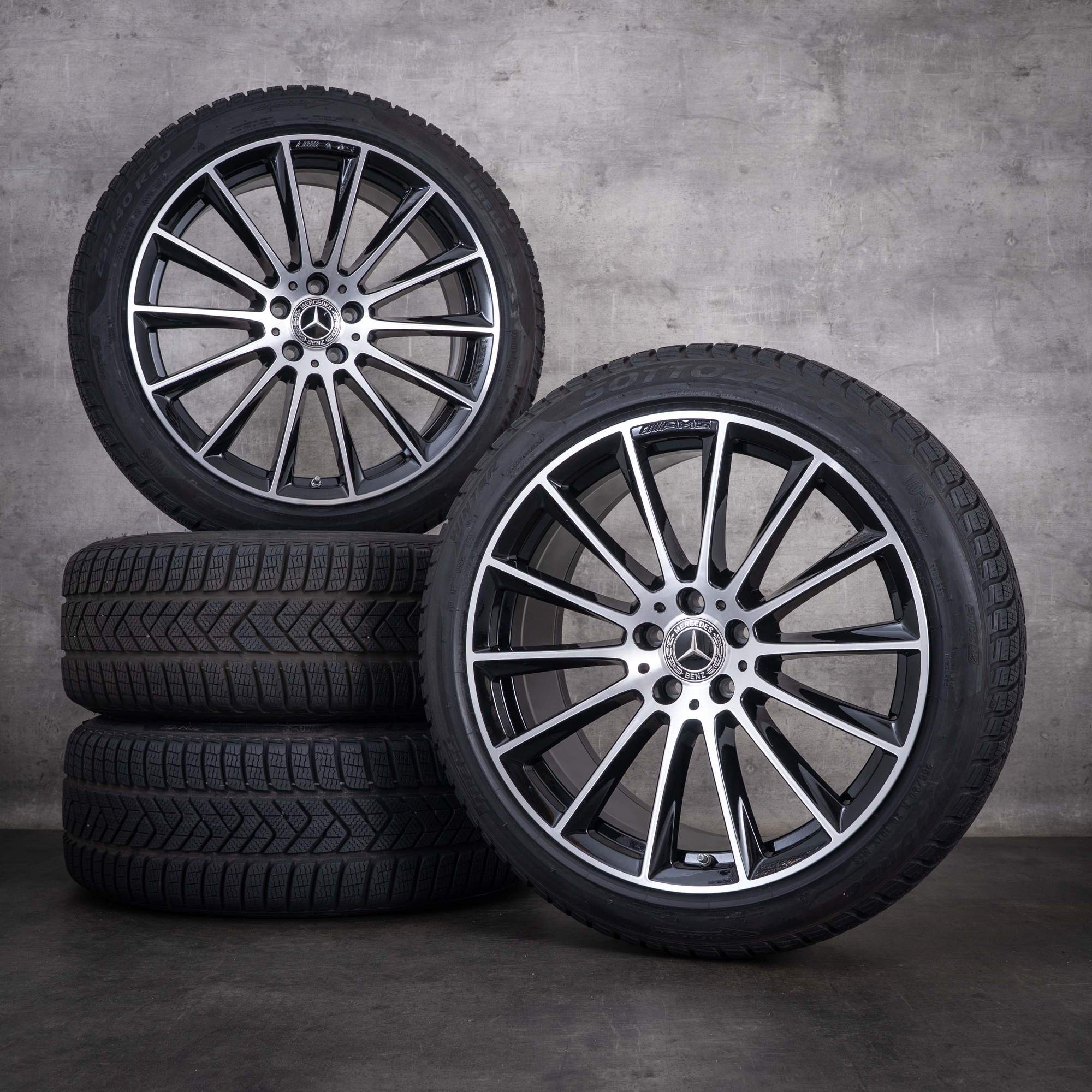 Jante originale Mercedes-Benz Clasa S AMG pentru anvelope de iarnă 20 inch W223 cod A2234011500 negre diamantate la față