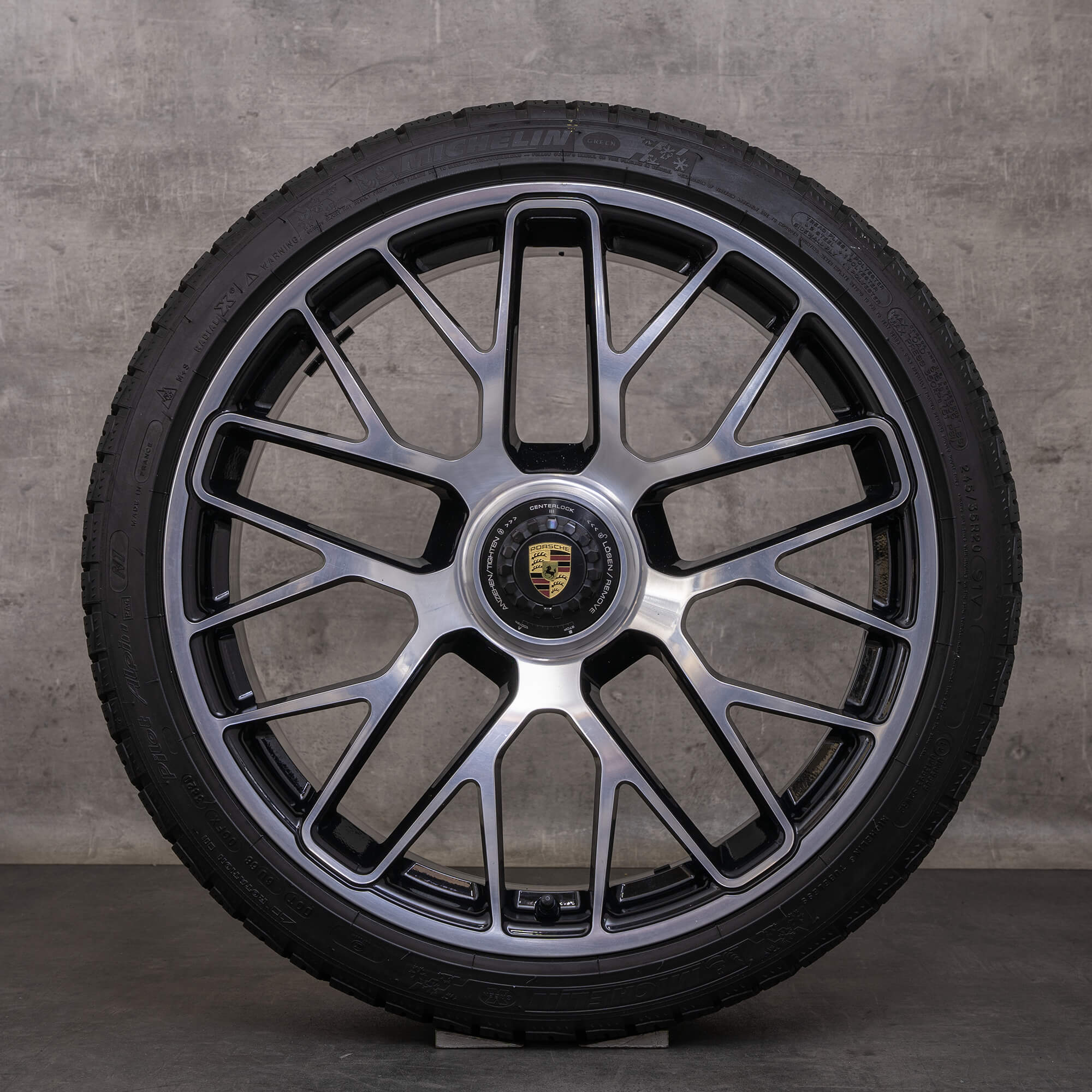 Original Porsche 911 Anvelope de iarnă 20 inch 991 I II Turbo S jante 99136216134 99136216634 negru Lucios