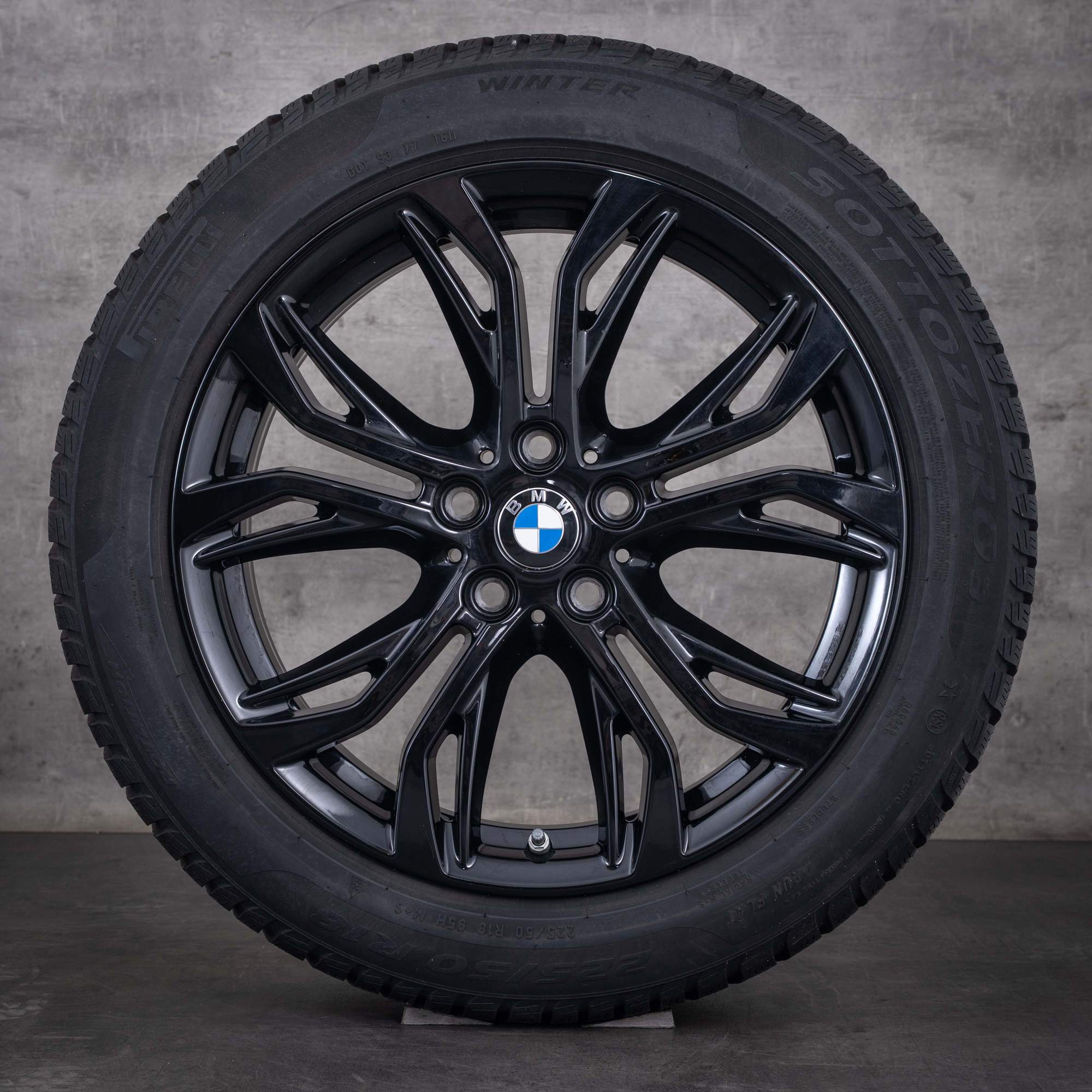 Original BMW X1 X2 Winterräder 18 Zoll F48 F39 Felgen Styling 566 6883503 schwarz glanz