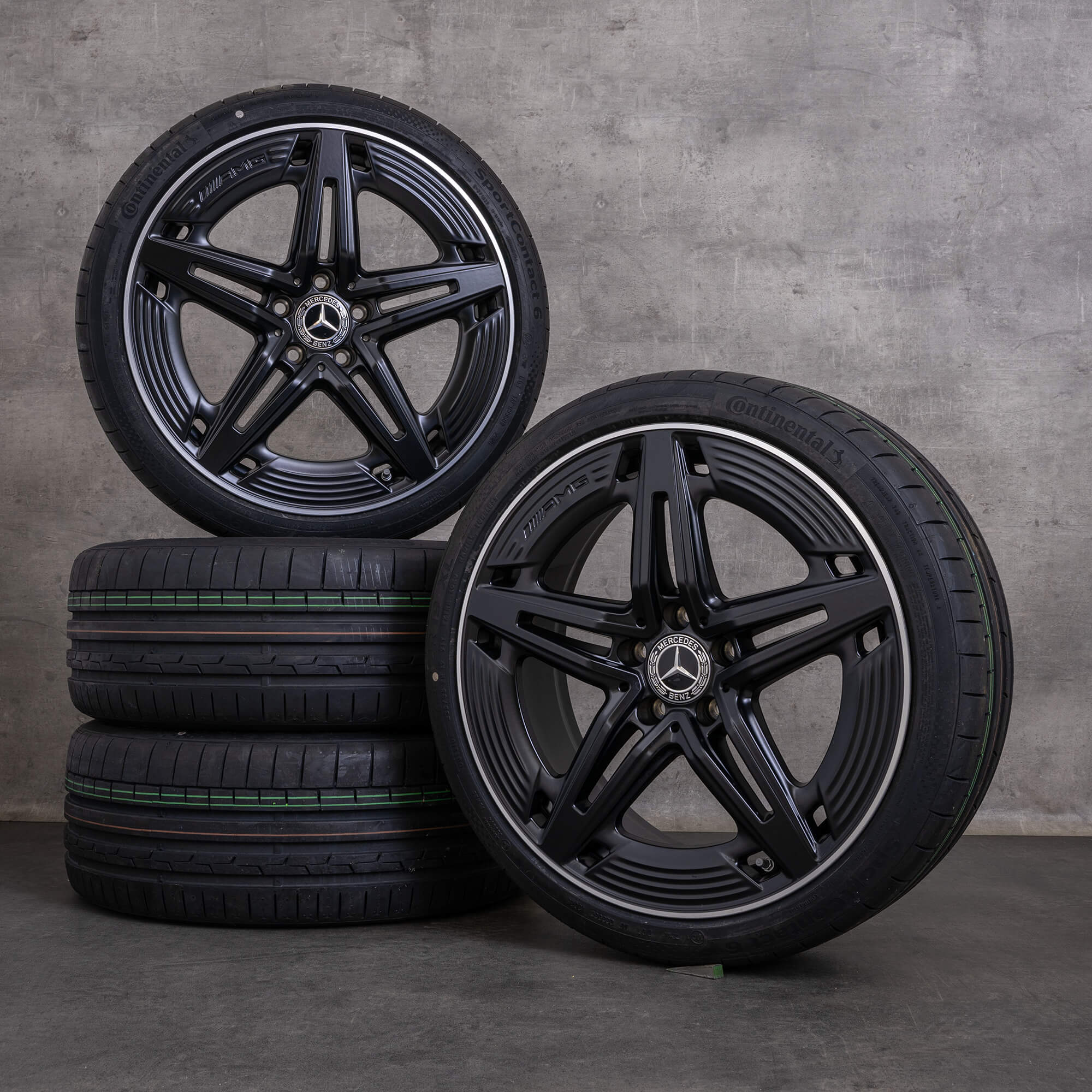 Original letní kola Mercedes Benz A-Class A35 AMG 19" W177 V177 A1774014400 černé matné lesklé soustružené