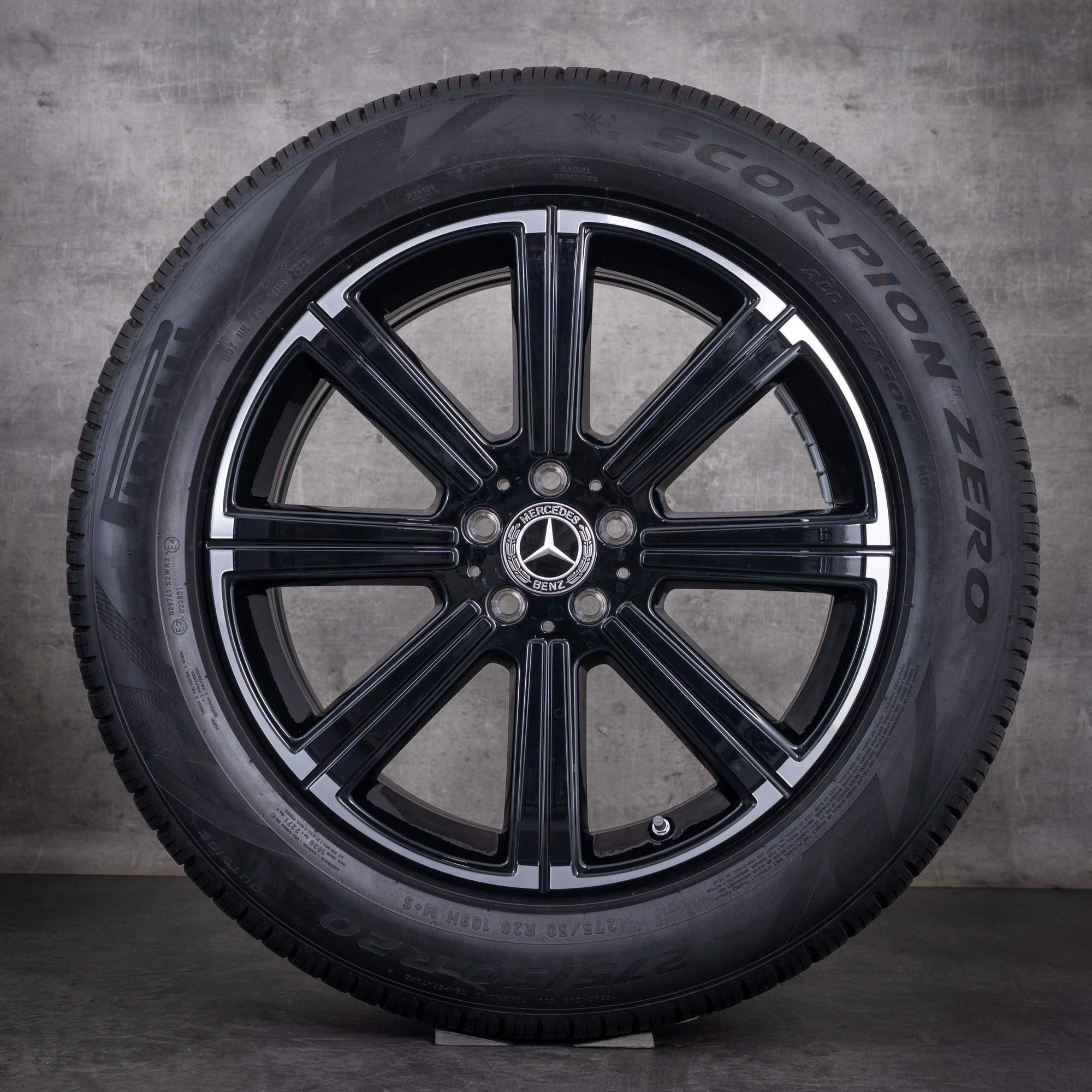 Original Mercedes-Benz GLS-fälgar 20 tum X167 sommarhjul A1674010900 svarta frontpolerade NYA