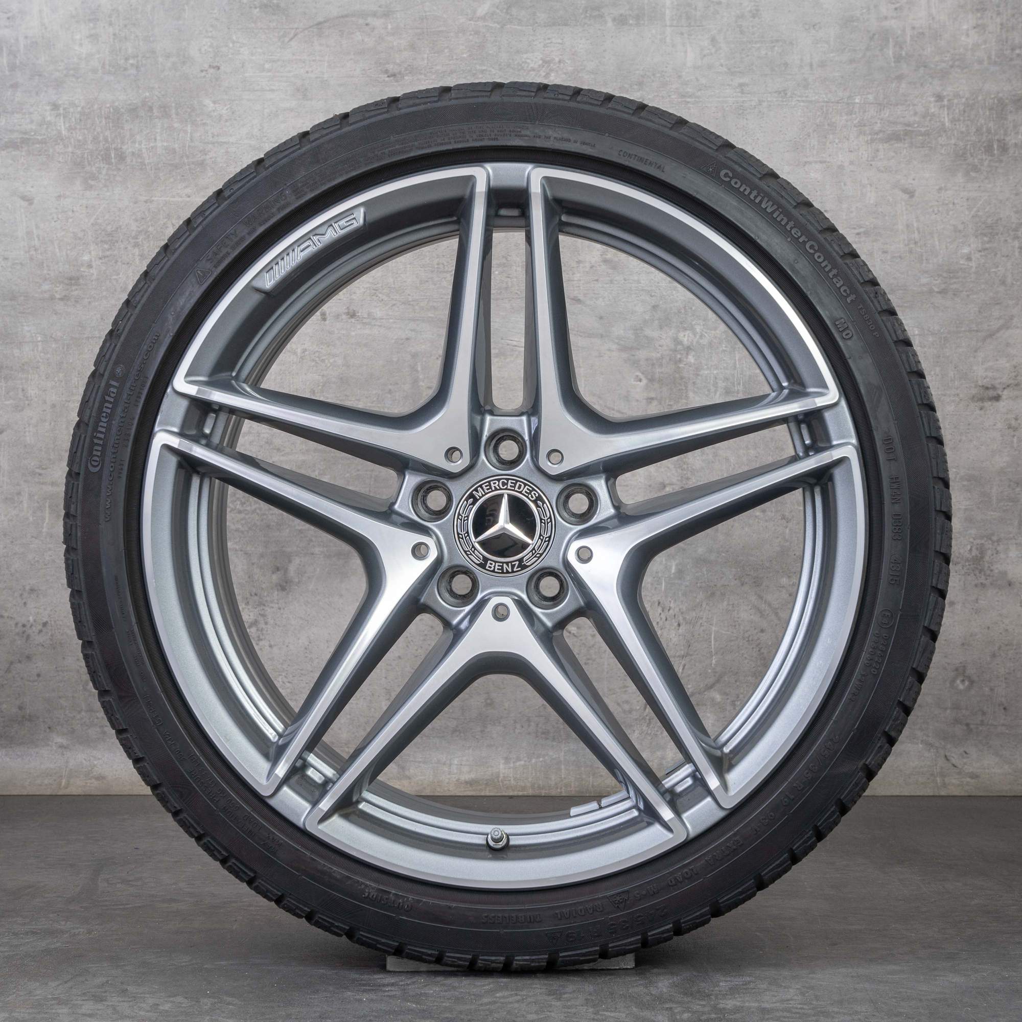 Jantes e pneus inverno originais Mercedes Benz C-Class C63 & S AMG de 19 polegadas W205 S205 jantes A2054011900 A2054012000 himalaia cinzento polido