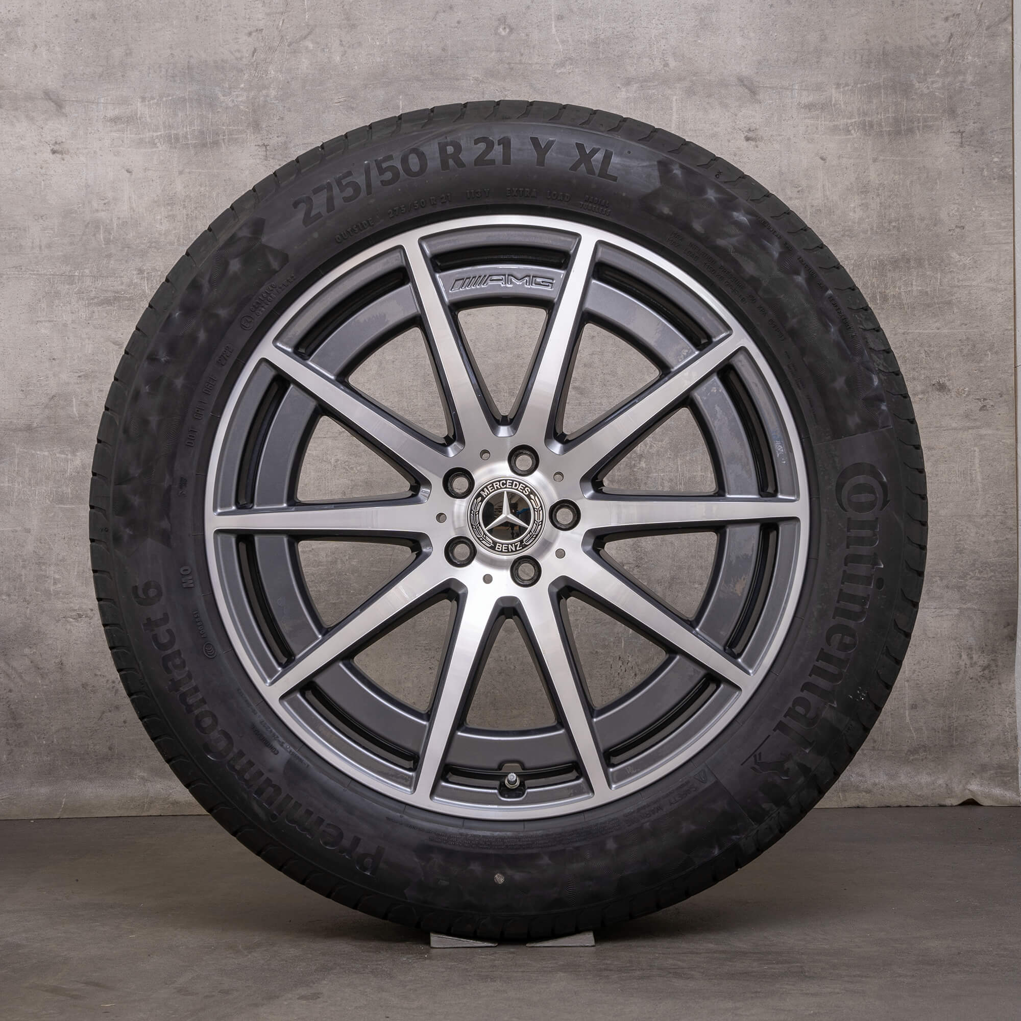 Ekte Mercedes Benz GLS 63 AMG felger 21-tommers X167 sommerhjul A1674018100 A1674018200 himalaya grå blank dreid