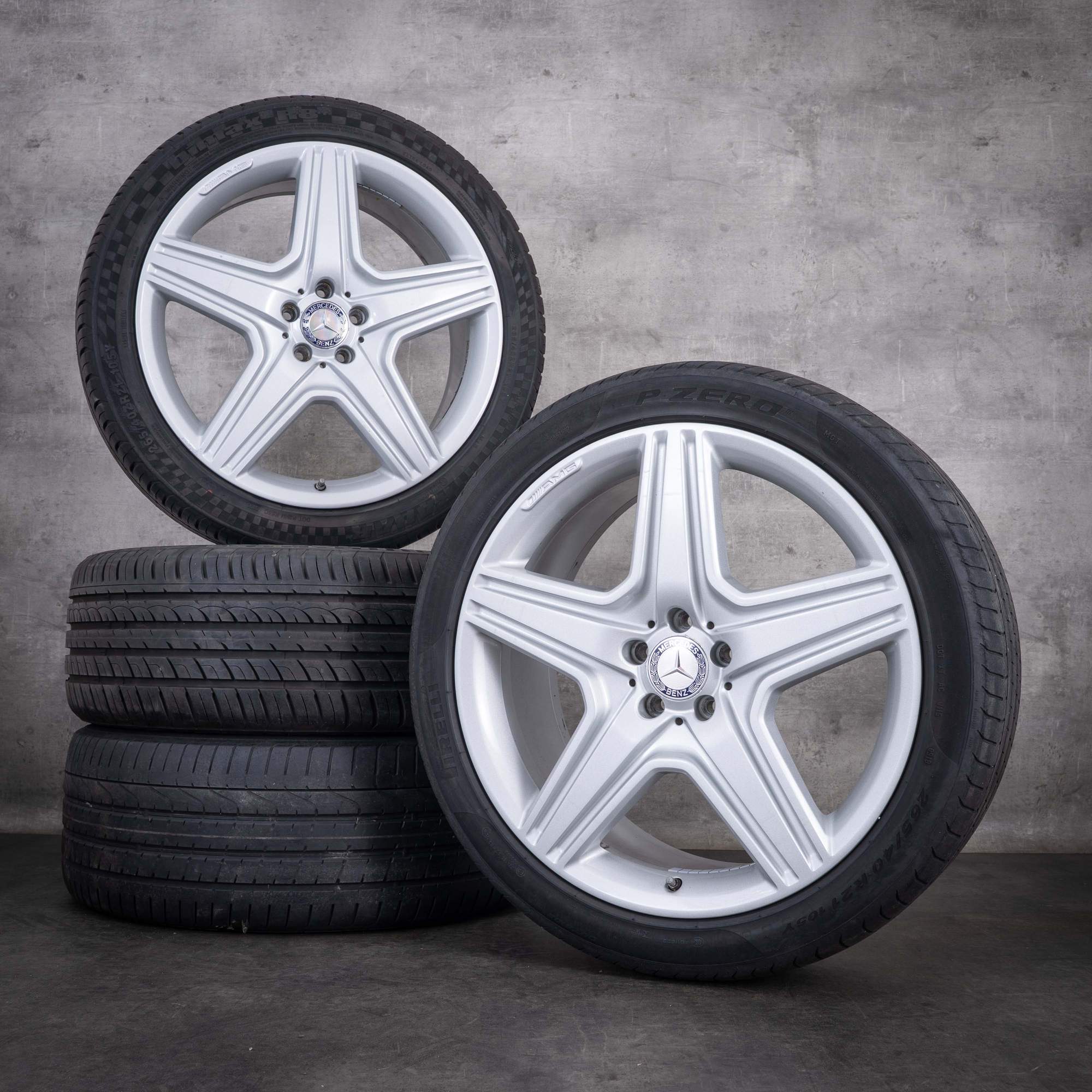 Original Mercedes Benz M ML-Klasse AMG Winterräder 21 Zoll W164 Felgen A1644015302 A1644015202 silber glanz