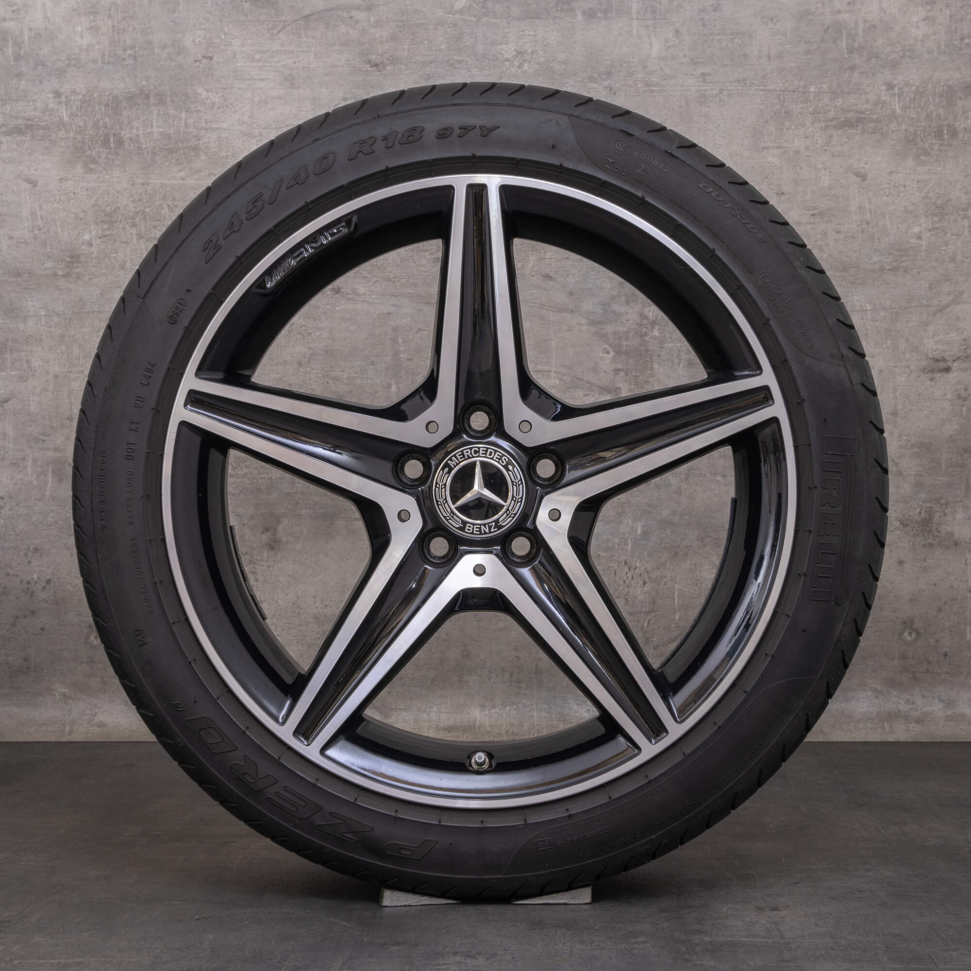 Orijinal Mercedes Benz C-Serisi AMG C43 C450 Sport kış jant lastik 18 inç W205 S205 C205 A205 jantlar A2054014800 A2054017200 siyah parlak tornalı