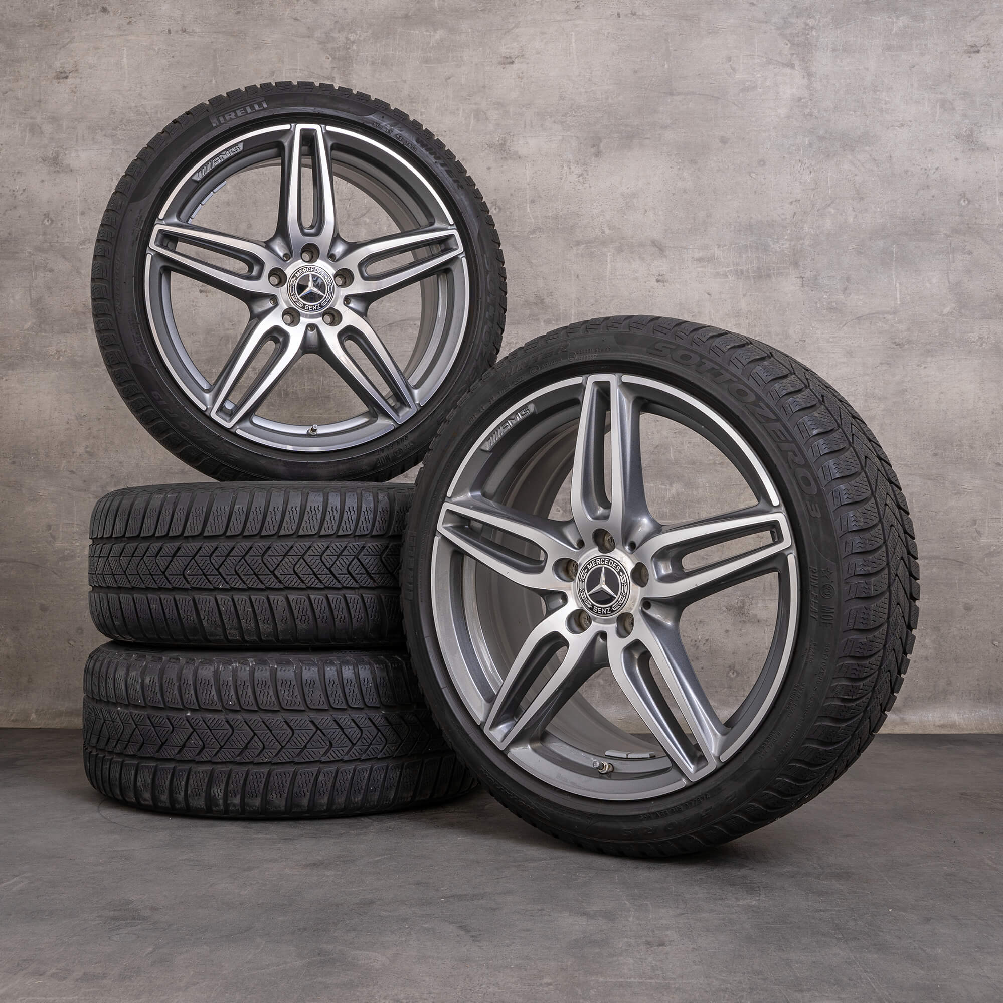 Originale Mercedes Benz E-klasse AMG vinterhjul 19 tommer W213 S213 C238 A238 fælge A2134012000 himalaya grey glossy turned