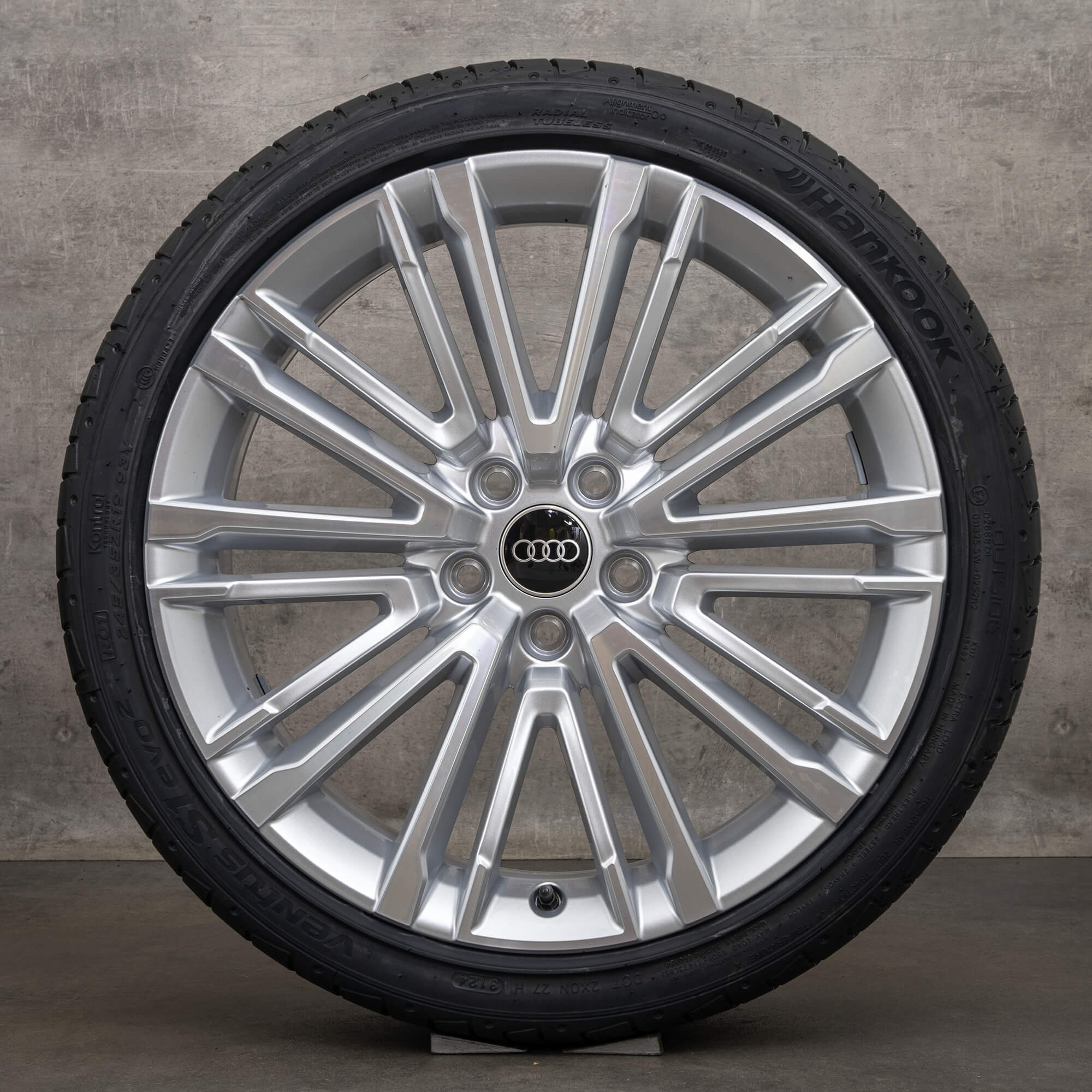 OEM Audi A4 S4 rims 19 inch 8W B9 summer wheels 8W0601025BE silver glossy turned