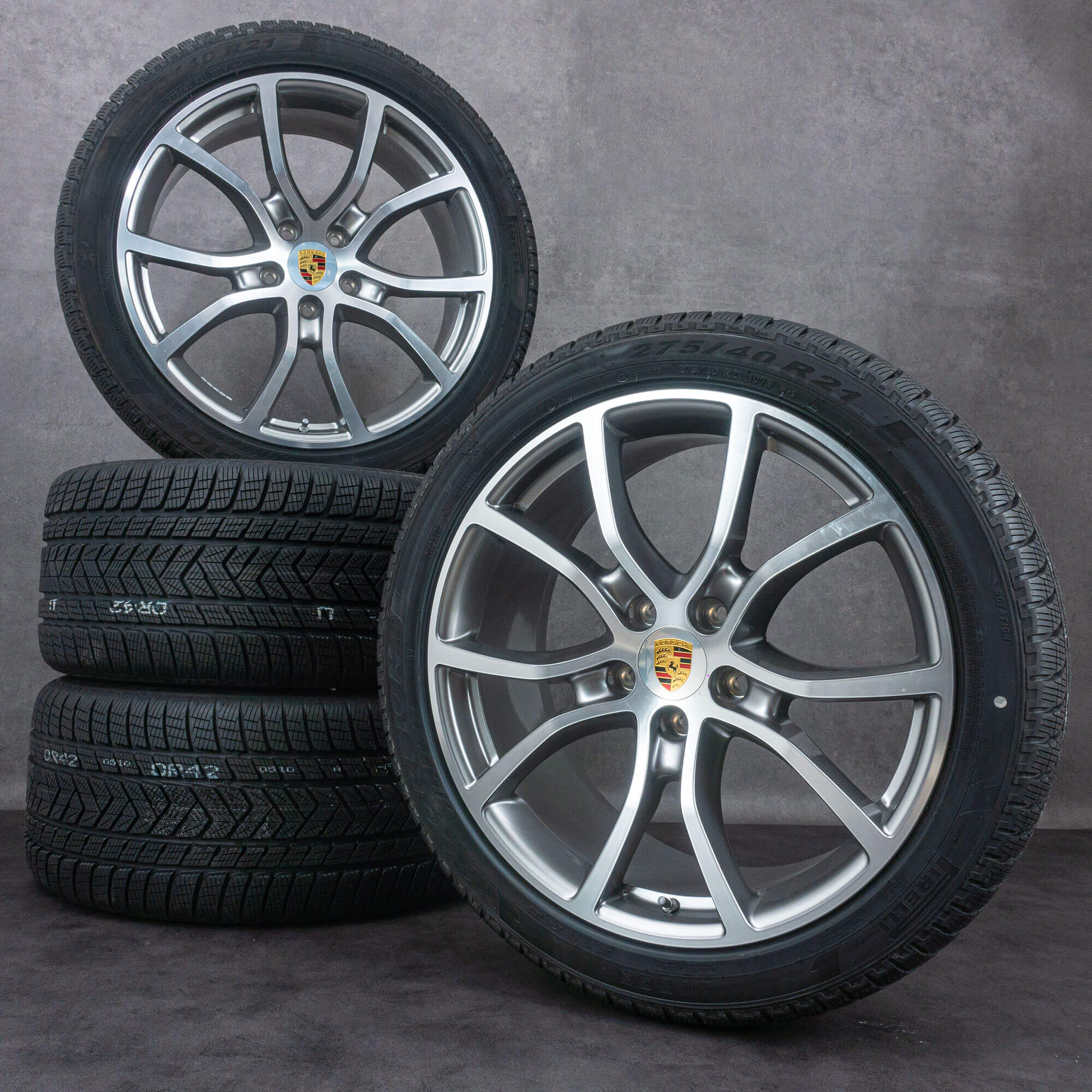 Alkuperäiset Porsche Cayenne talvirenkaat 21 tuuman 9YA E3 I vanteet 9Y0601025BH 9Y0601025BJ platinahopea kiillotettu hopea