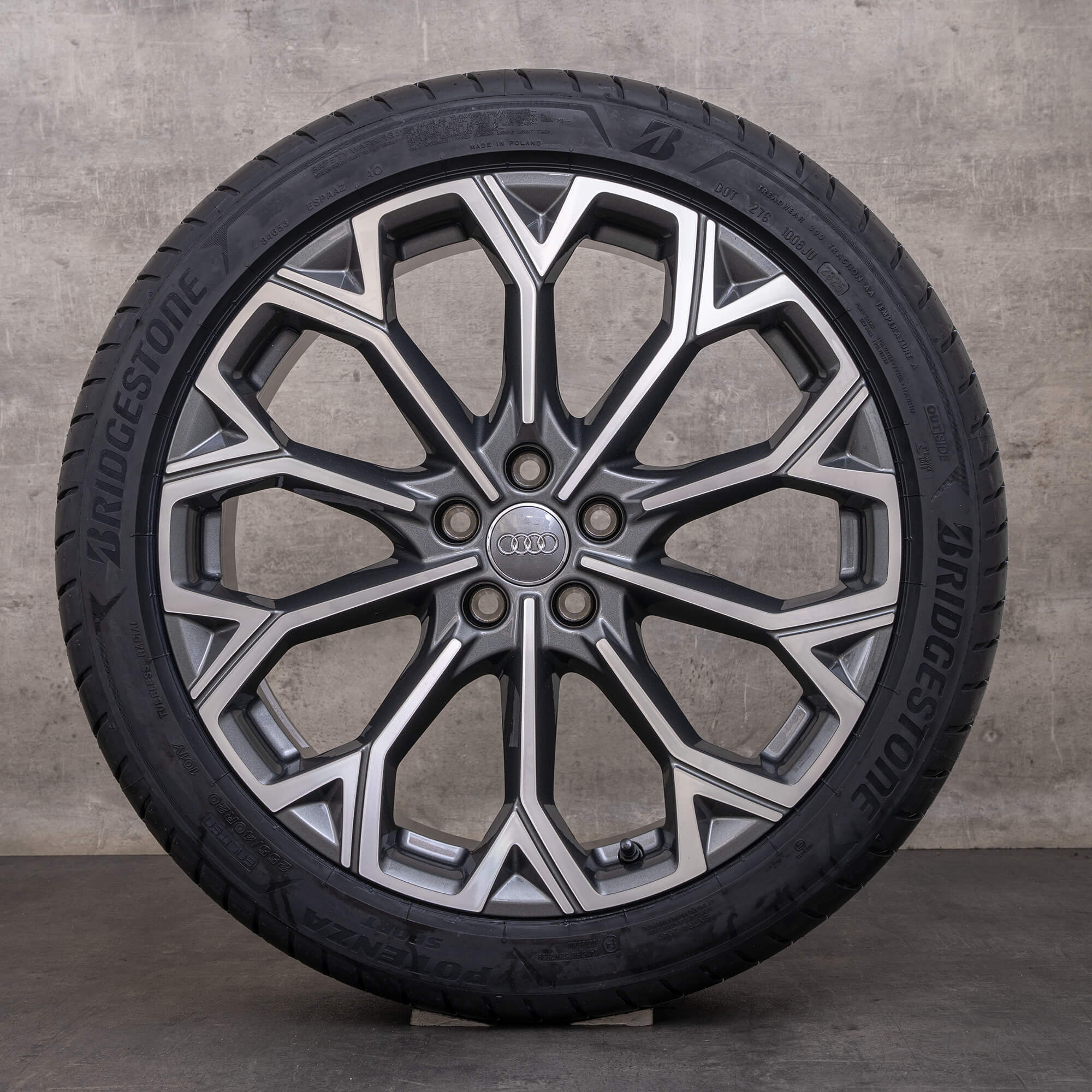 Originale Audi A6 S6 jante 20 inch 4P C8 C9 anvelope vară 4P0601025H gri grafit lucios întoarse NOU