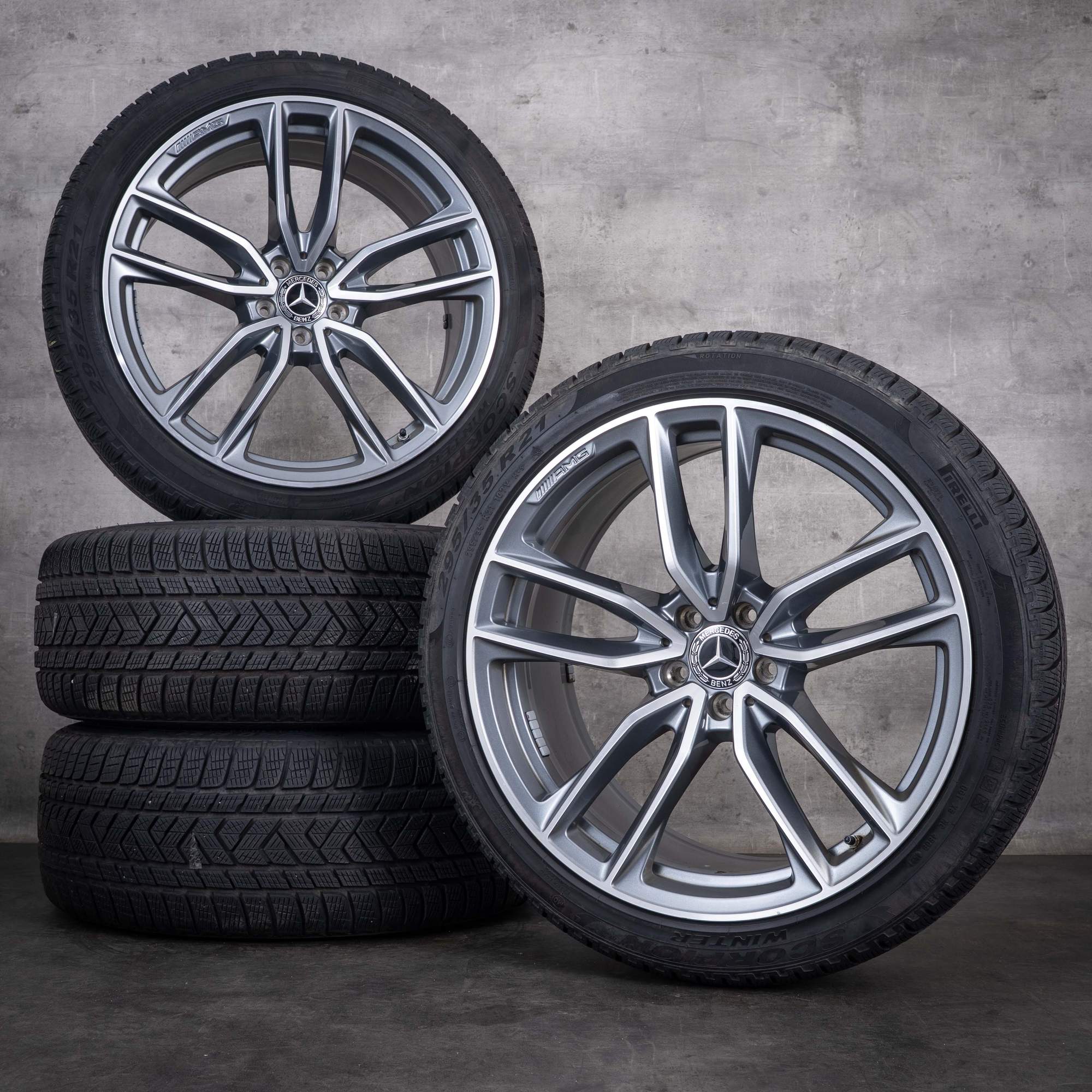 Original Mercedes Benz GLC 63 & S AMG Felgen 21 Zoll C253 X253 Sommerräder A2534013800 A2534013900 himalaya grey glanzgedreht