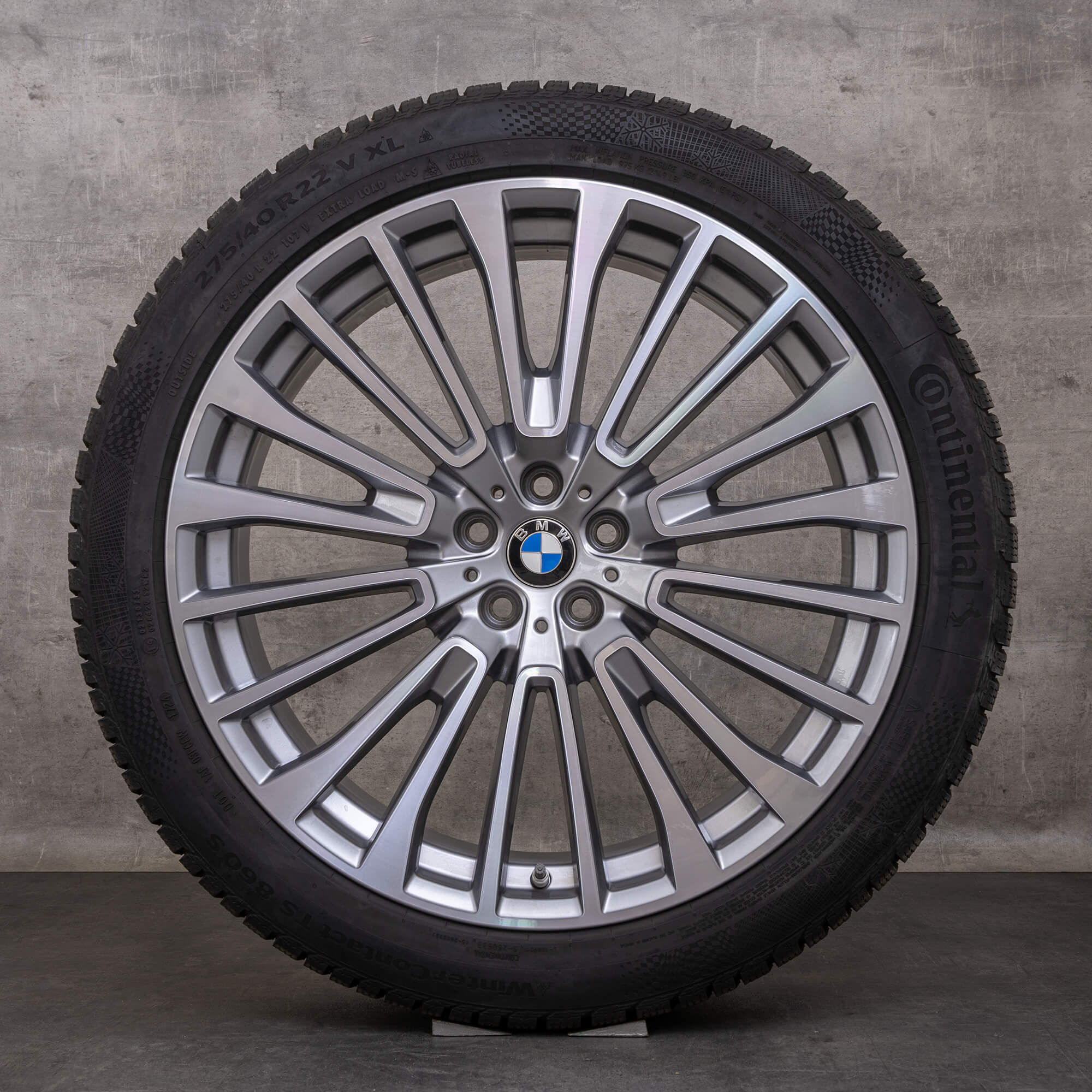 Originale BMW X7 fælge 22 tommer G07 sommerdæk styling 757 6885144 6885463 sort poleret