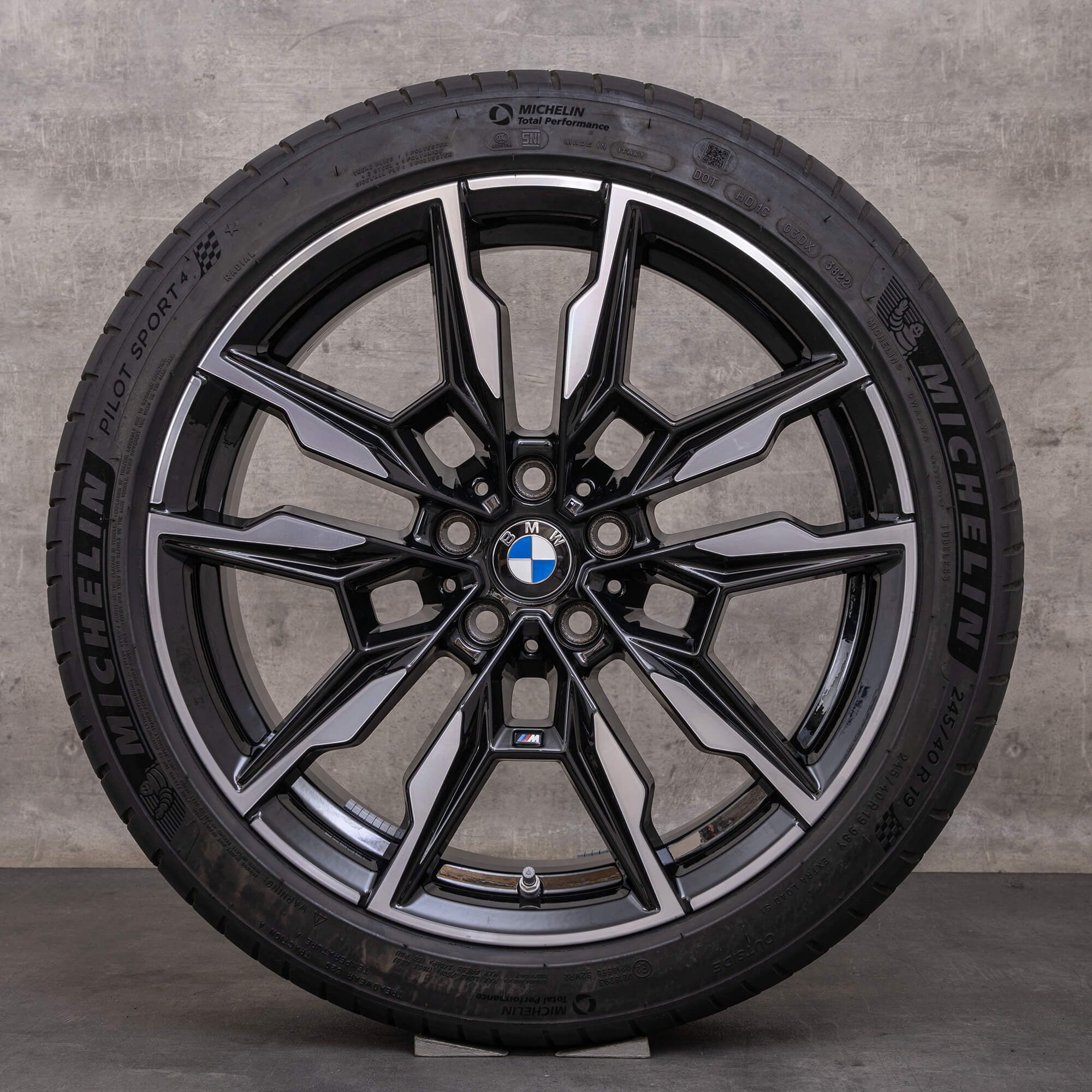 Original BMW 4er i4 Felgen 19 Zoll G26 Gran Coupe Sommerräder Styling 861 M 8089227 8089228 jet black glanzgedreht