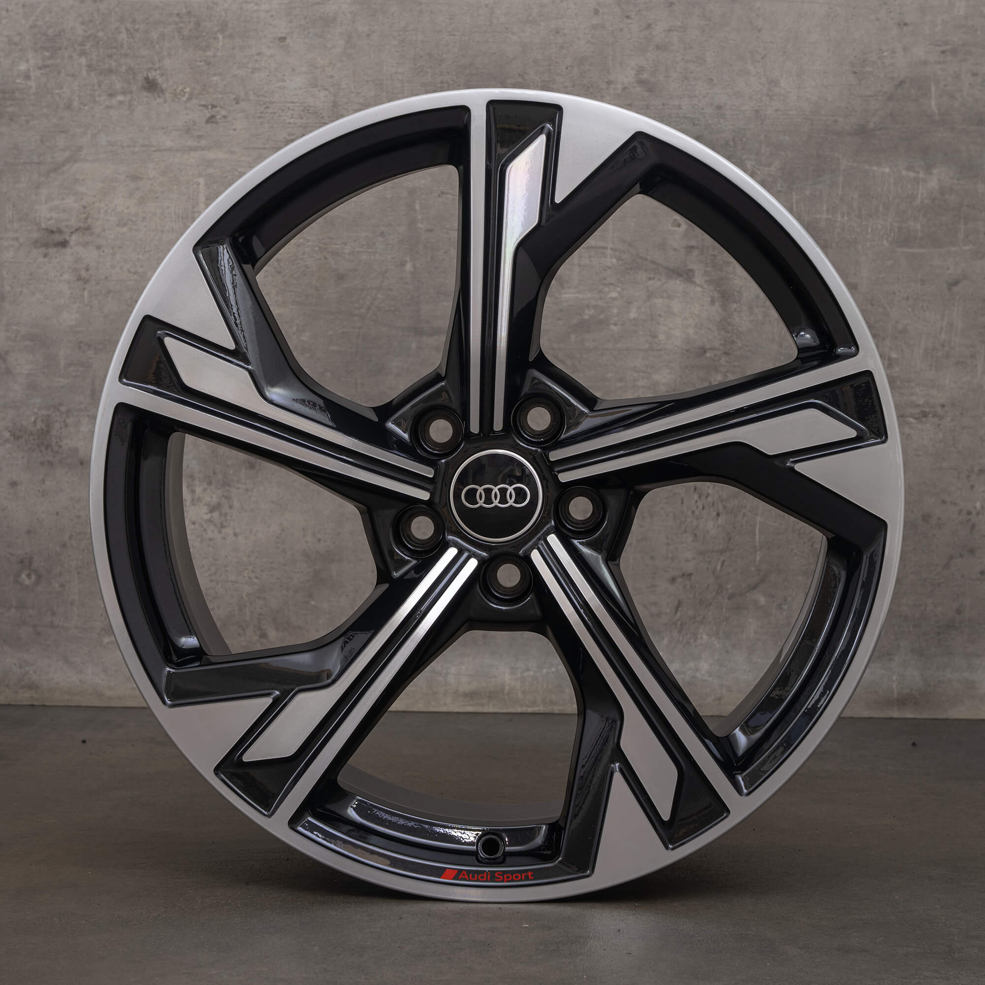 Original Audi A4 S4 Felgen 19 Zoll B9 8W 8W0601025EM Flag schwarz glanzgedreht
