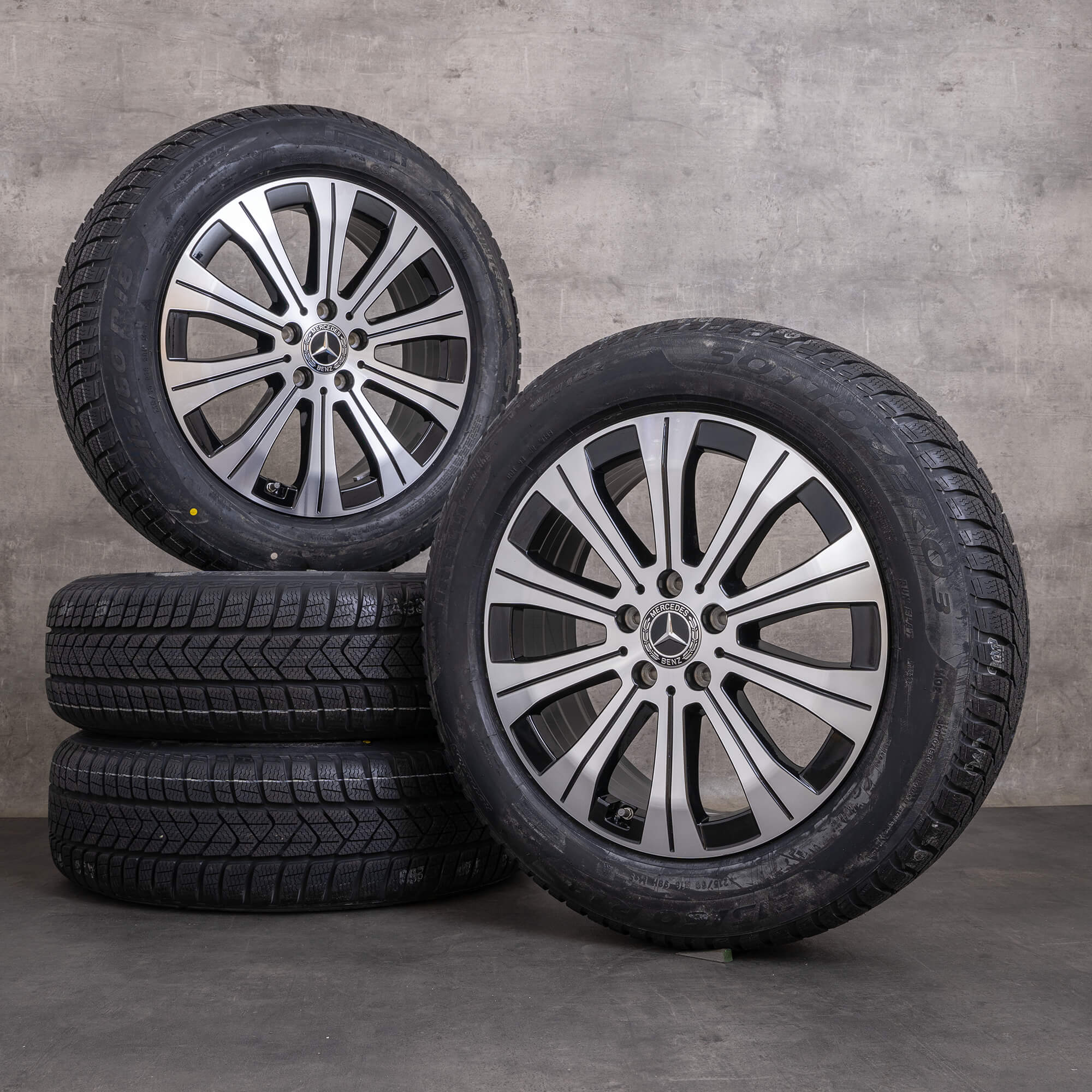 Originale Mercedes Benz EQA EQB vinterhjul 18 tommer H243 X243 fælge A2434010000 sort blank drejet