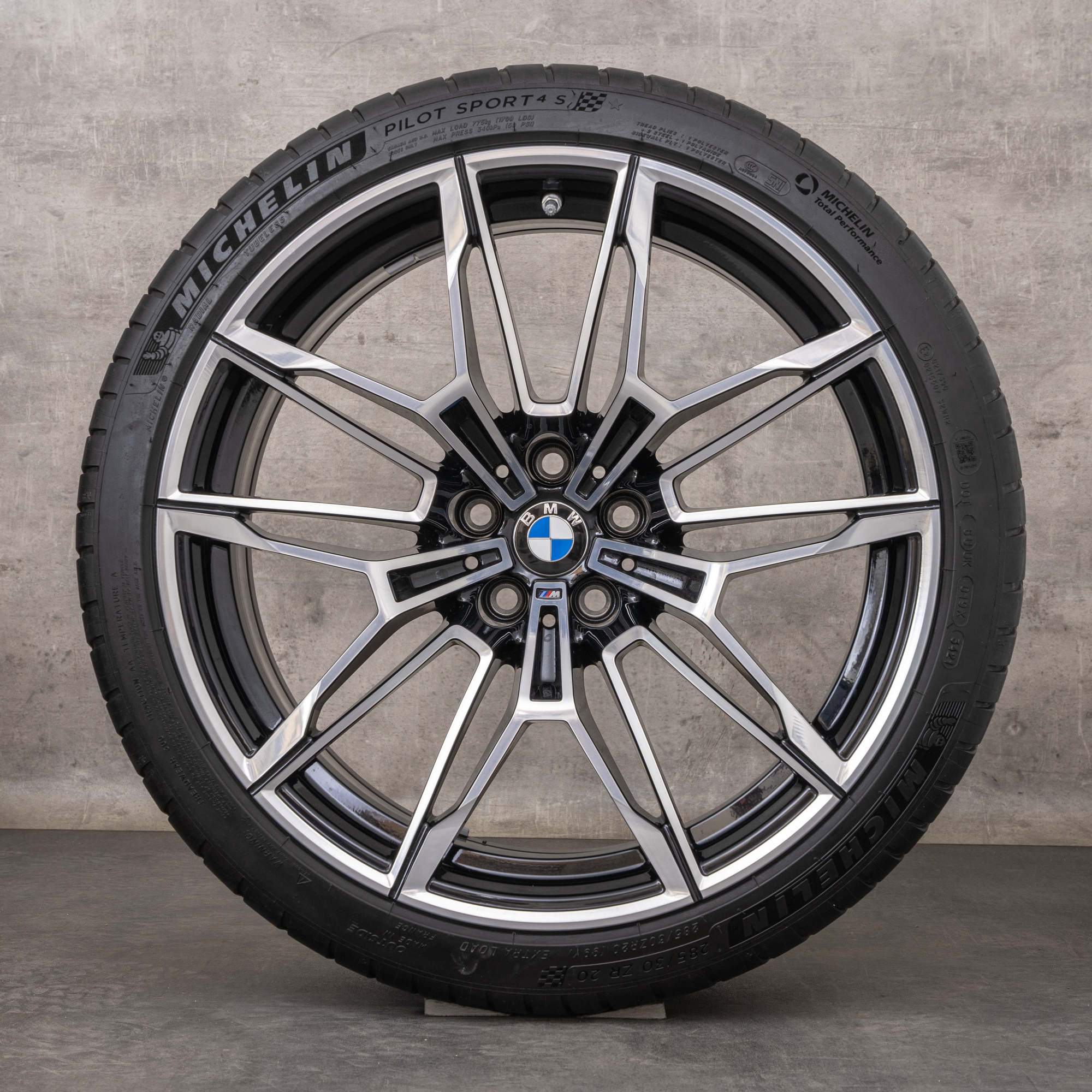 Oryginalał BMW M3 M4 felgi 19 20 cali G80 G82 G83 koła letnie 8093832 8093833 stylizacja 825 czarny polerowany toczony
